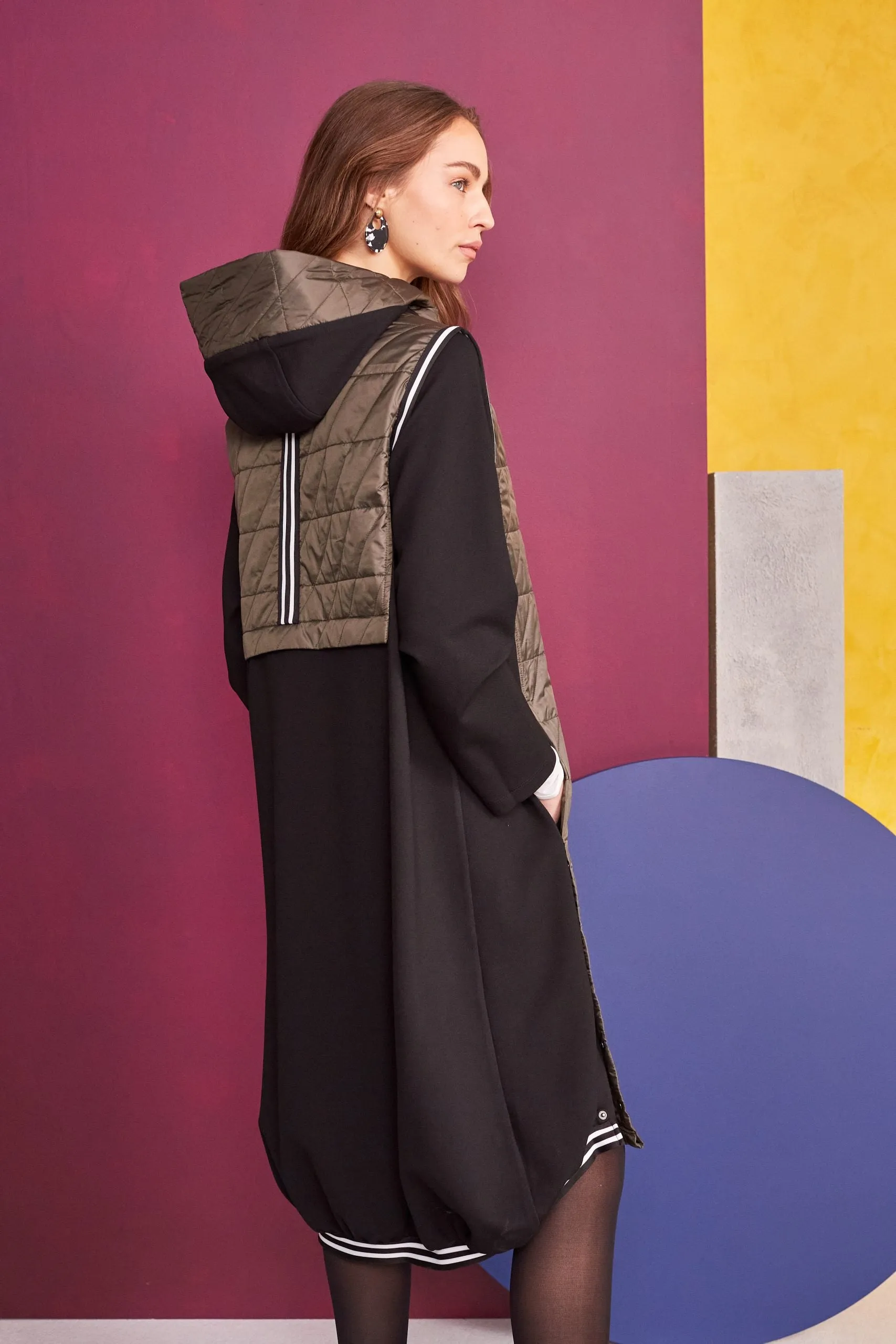 168 Coat with Eyelet stud/trim Khaki Naya
