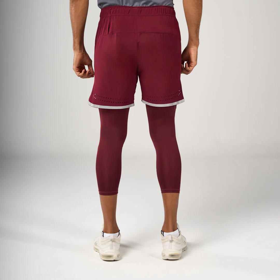 ⁠2 in 1 Long Shorts - Maroon