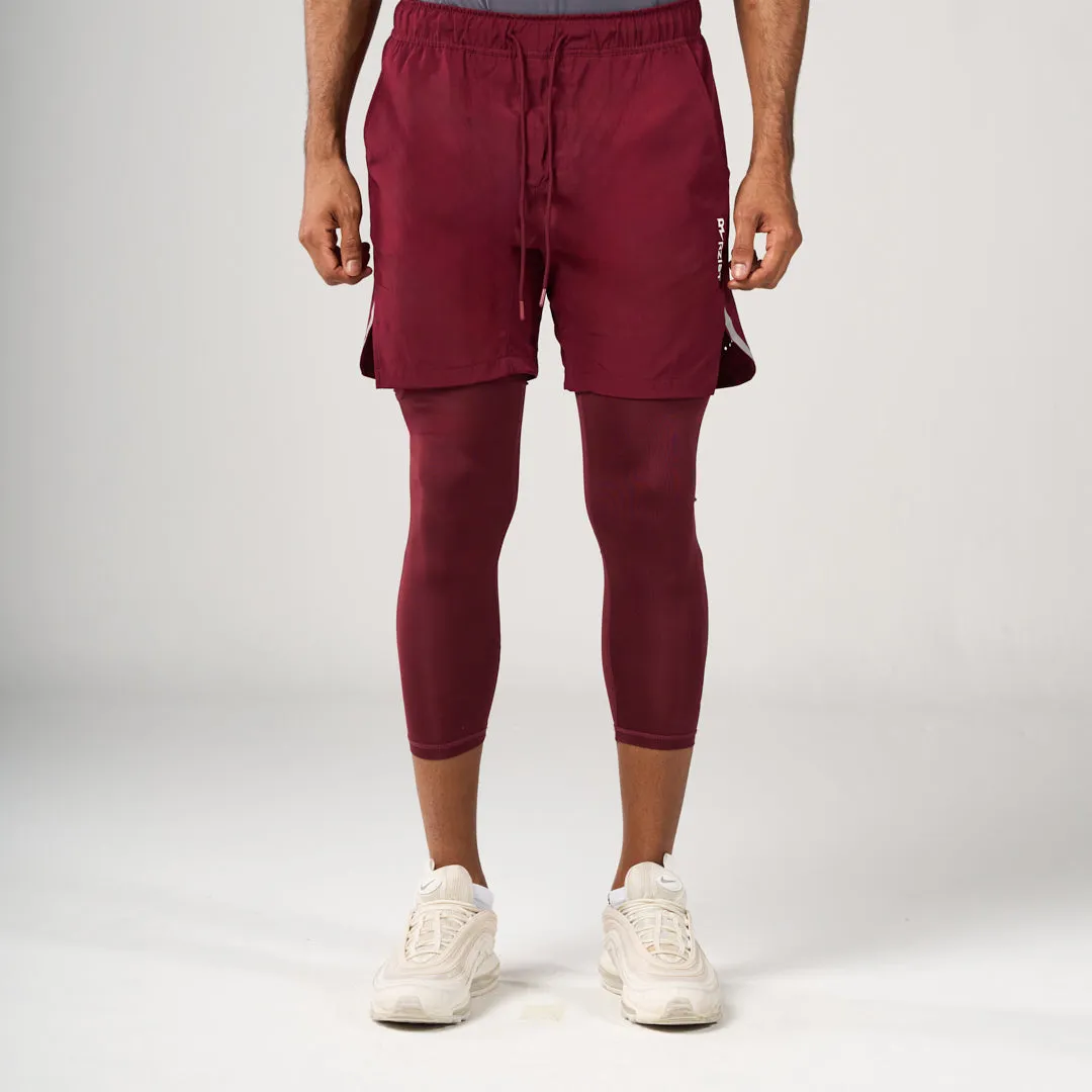 ⁠2 in 1 Long Shorts - Maroon