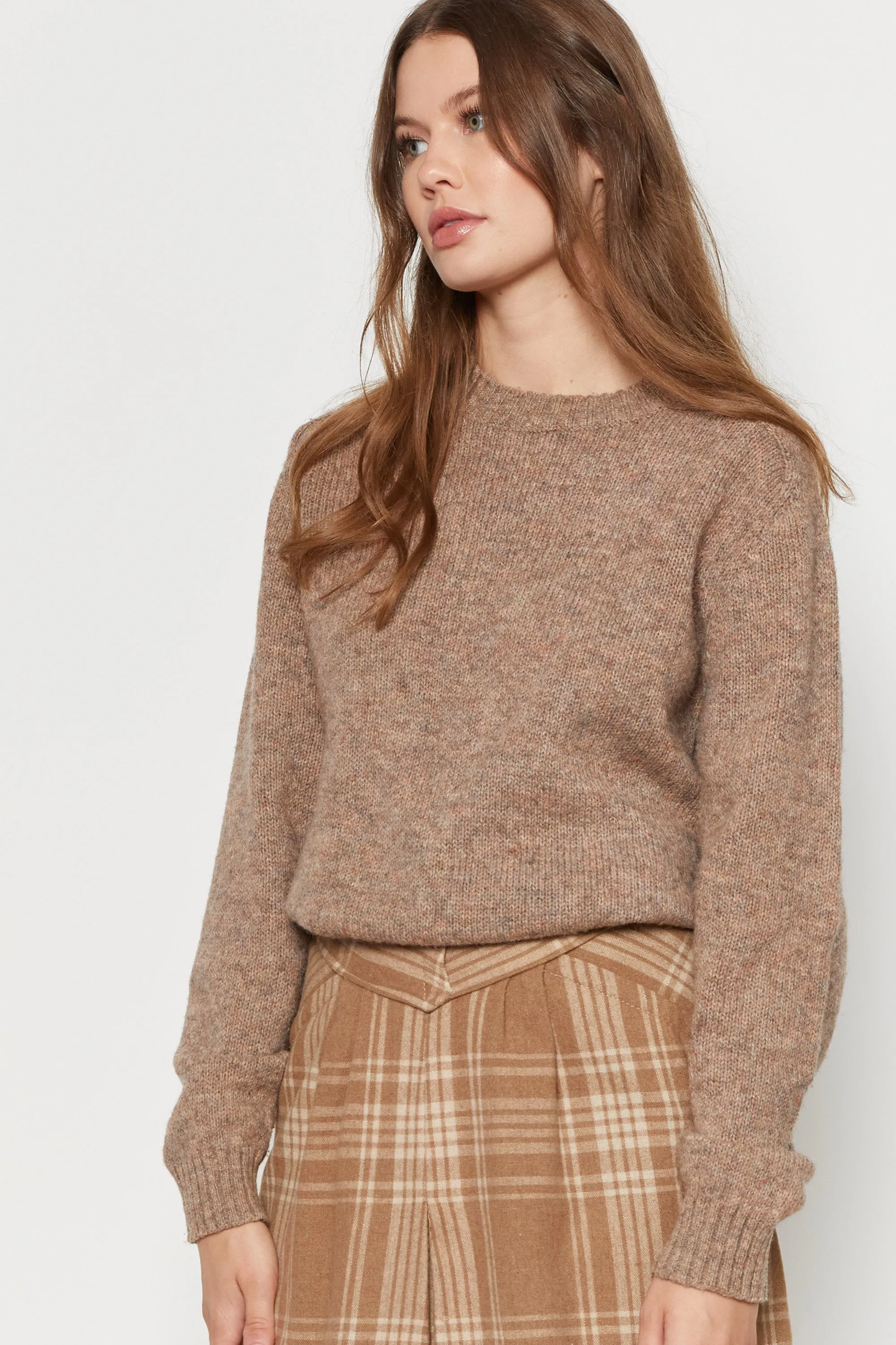 70s Marled Mink Crew Wool Sweater L