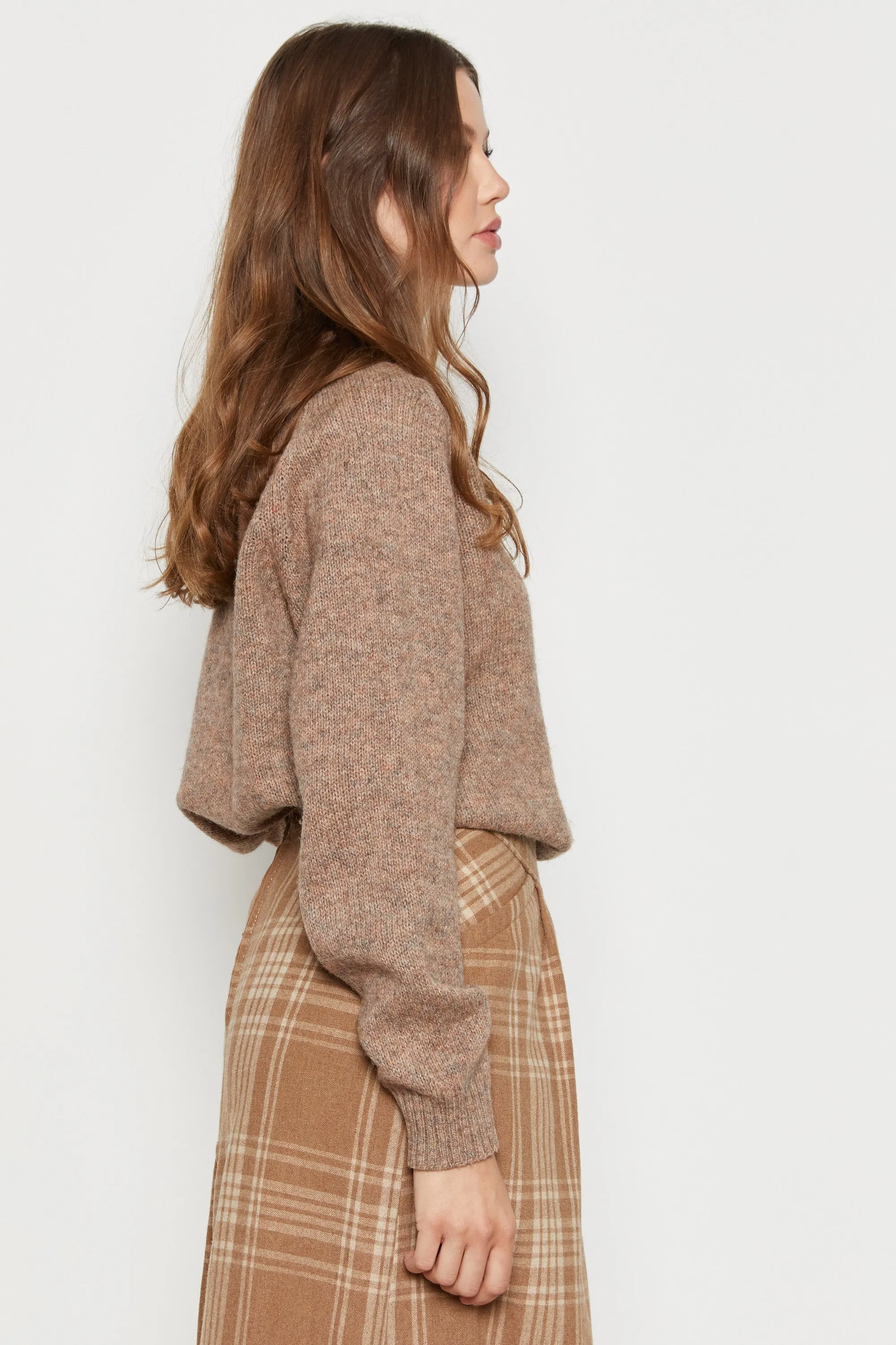 70s Marled Mink Crew Wool Sweater L