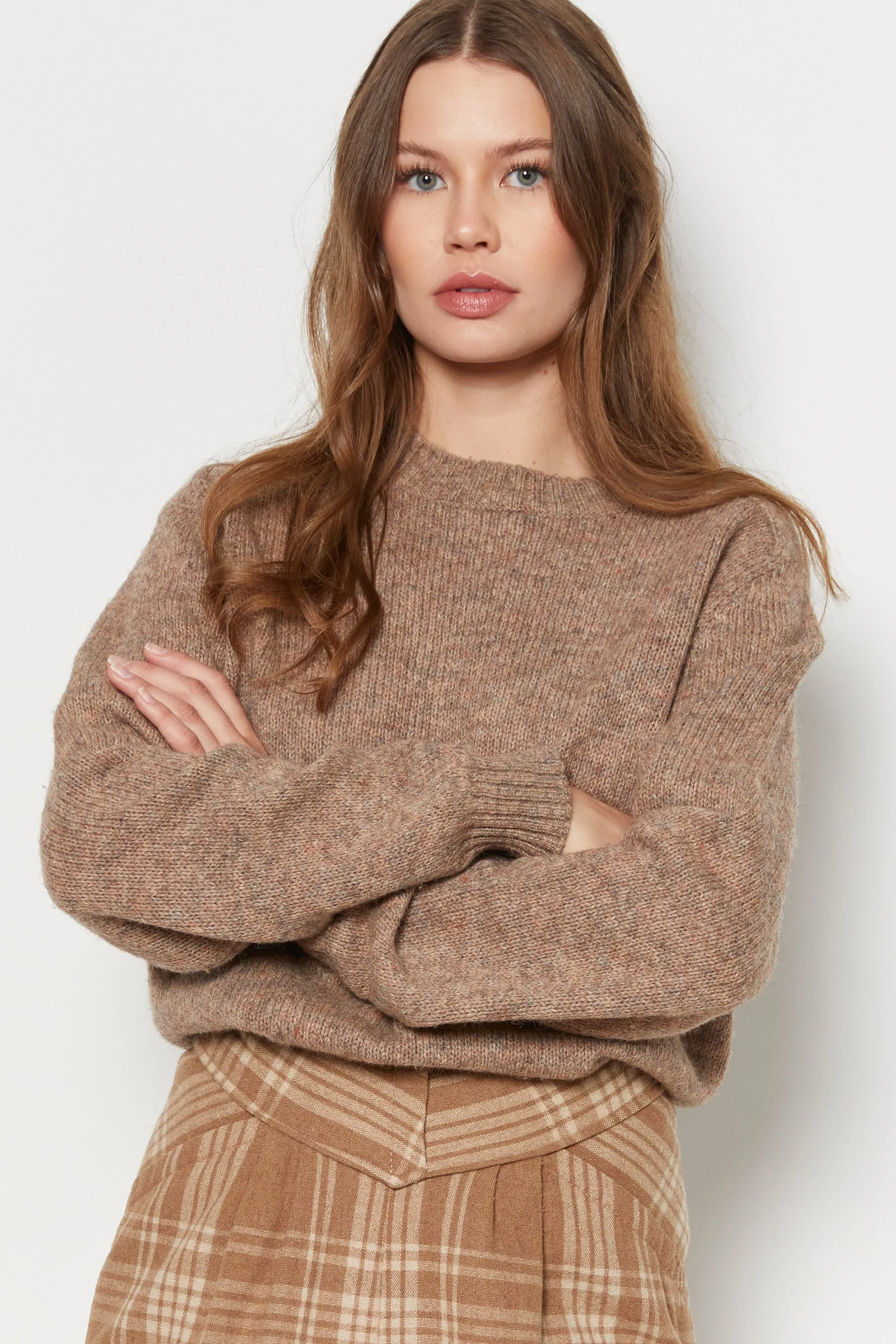 70s Marled Mink Crew Wool Sweater L