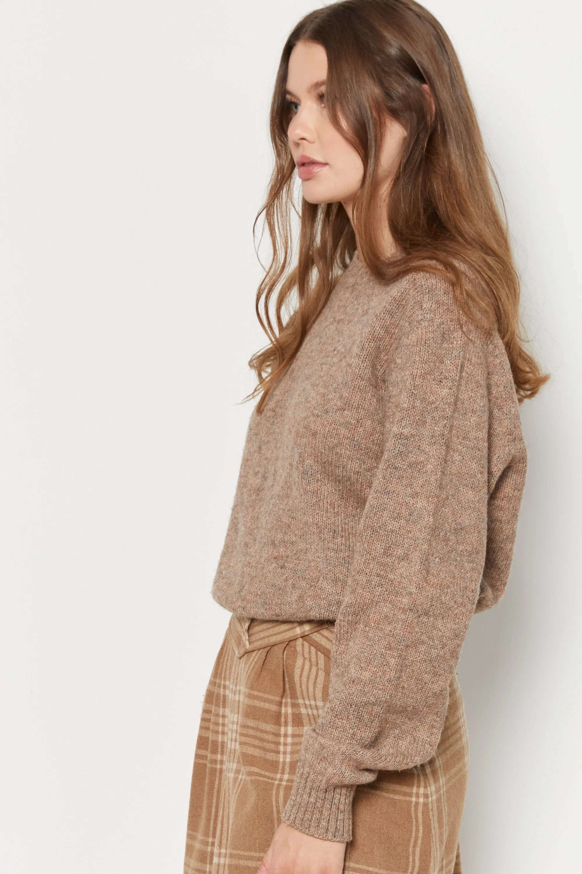 70s Marled Mink Crew Wool Sweater L