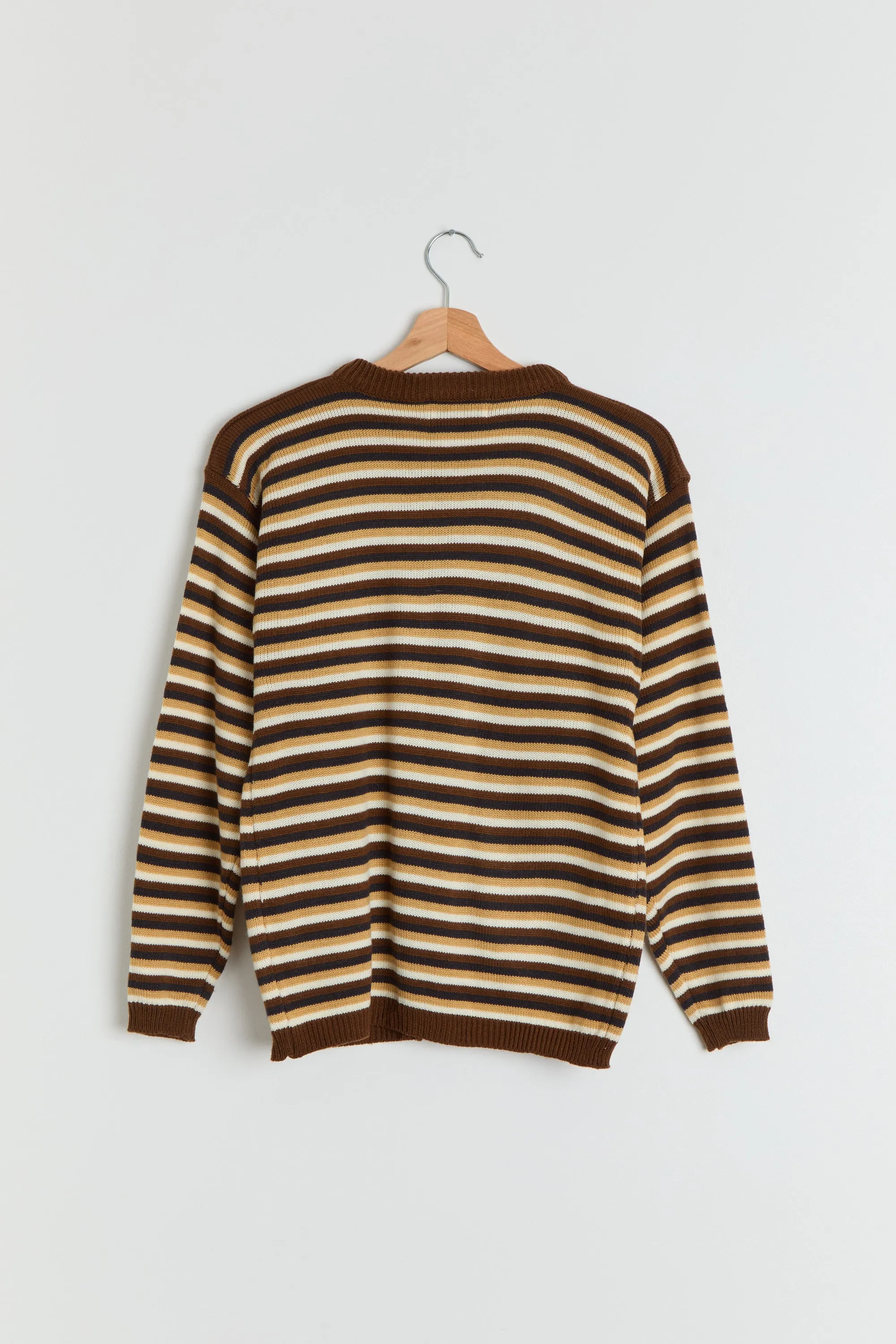 80s Brown Striped Cardigan S