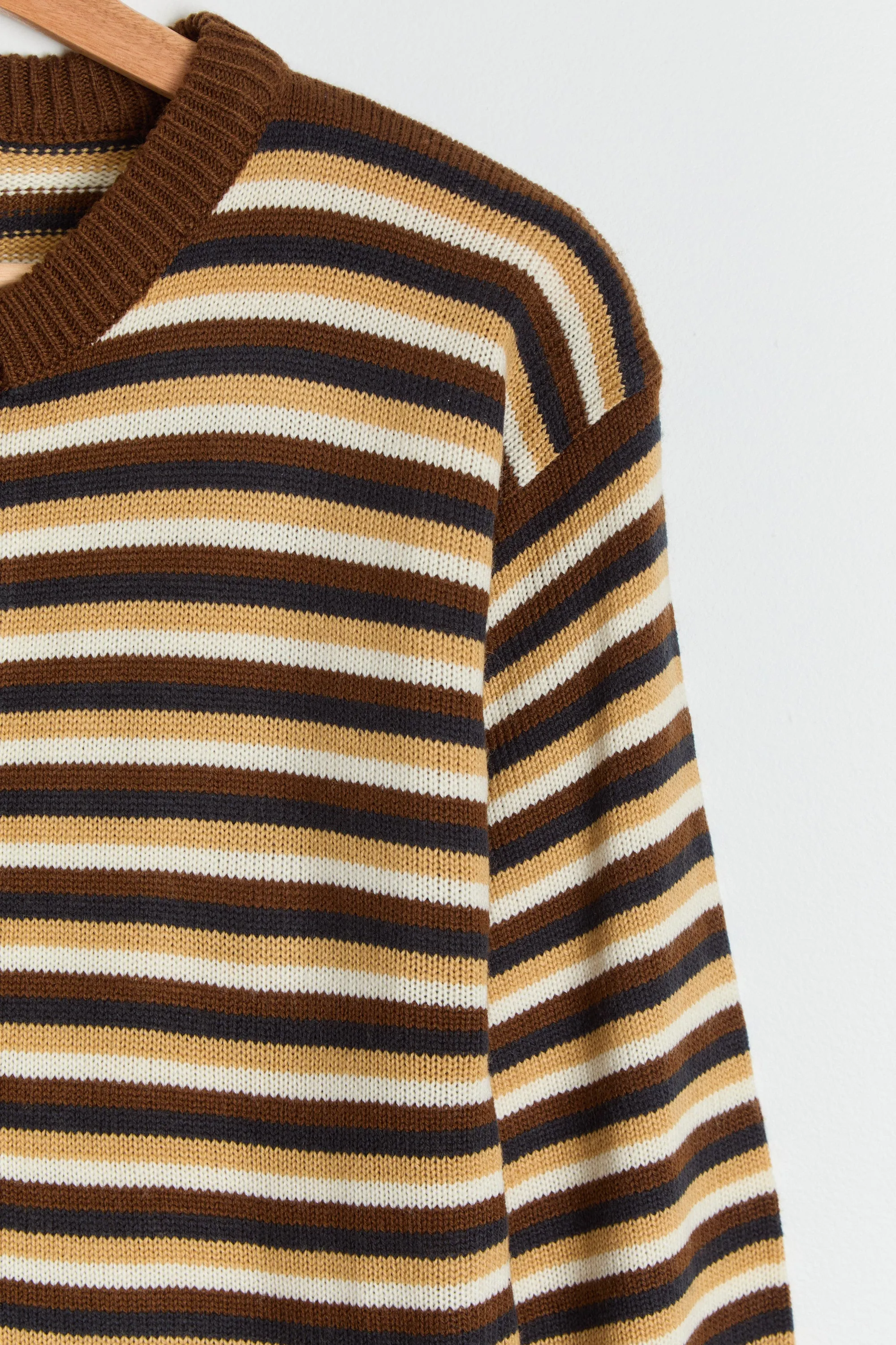 80s Brown Striped Cardigan S