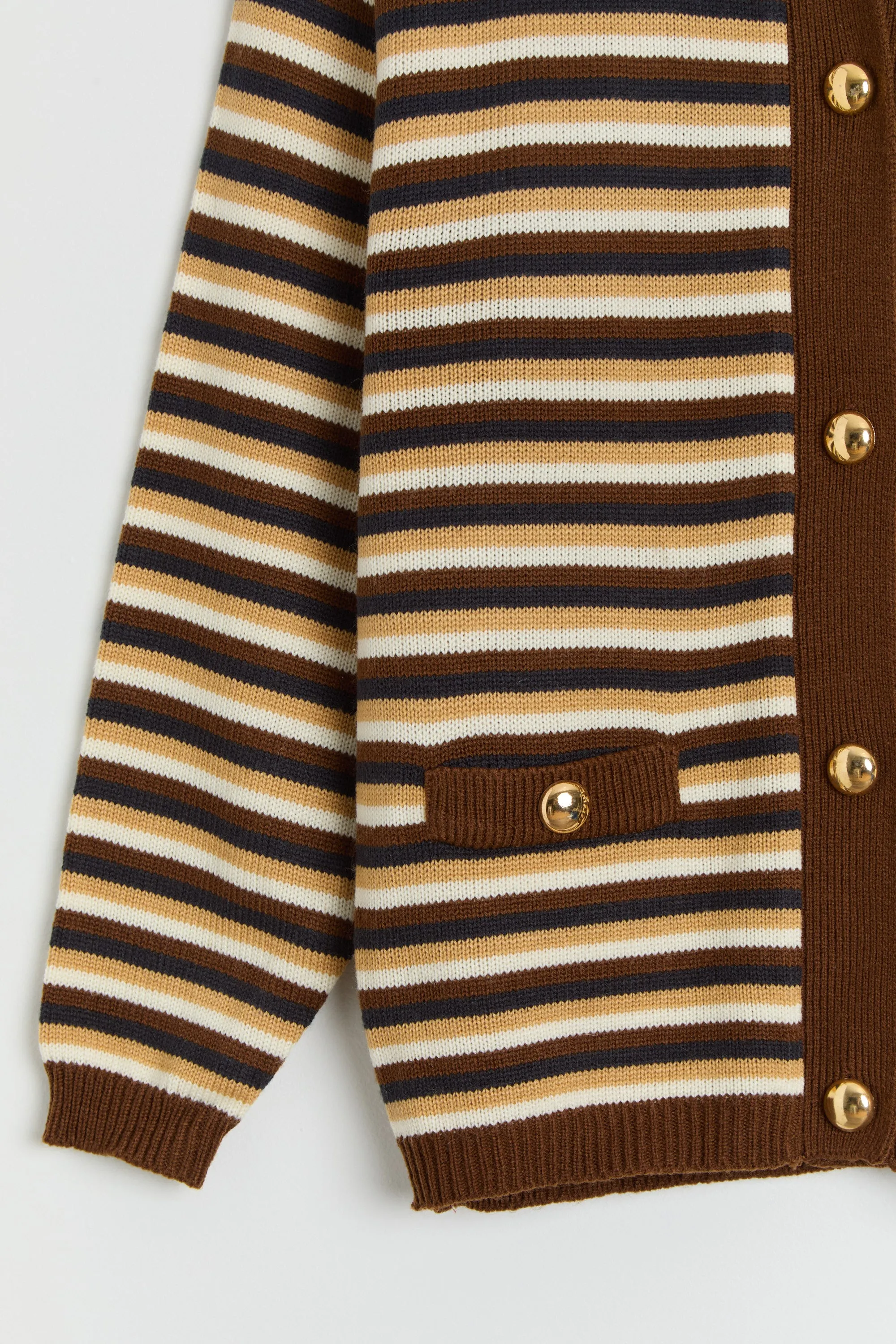 80s Brown Striped Cardigan S