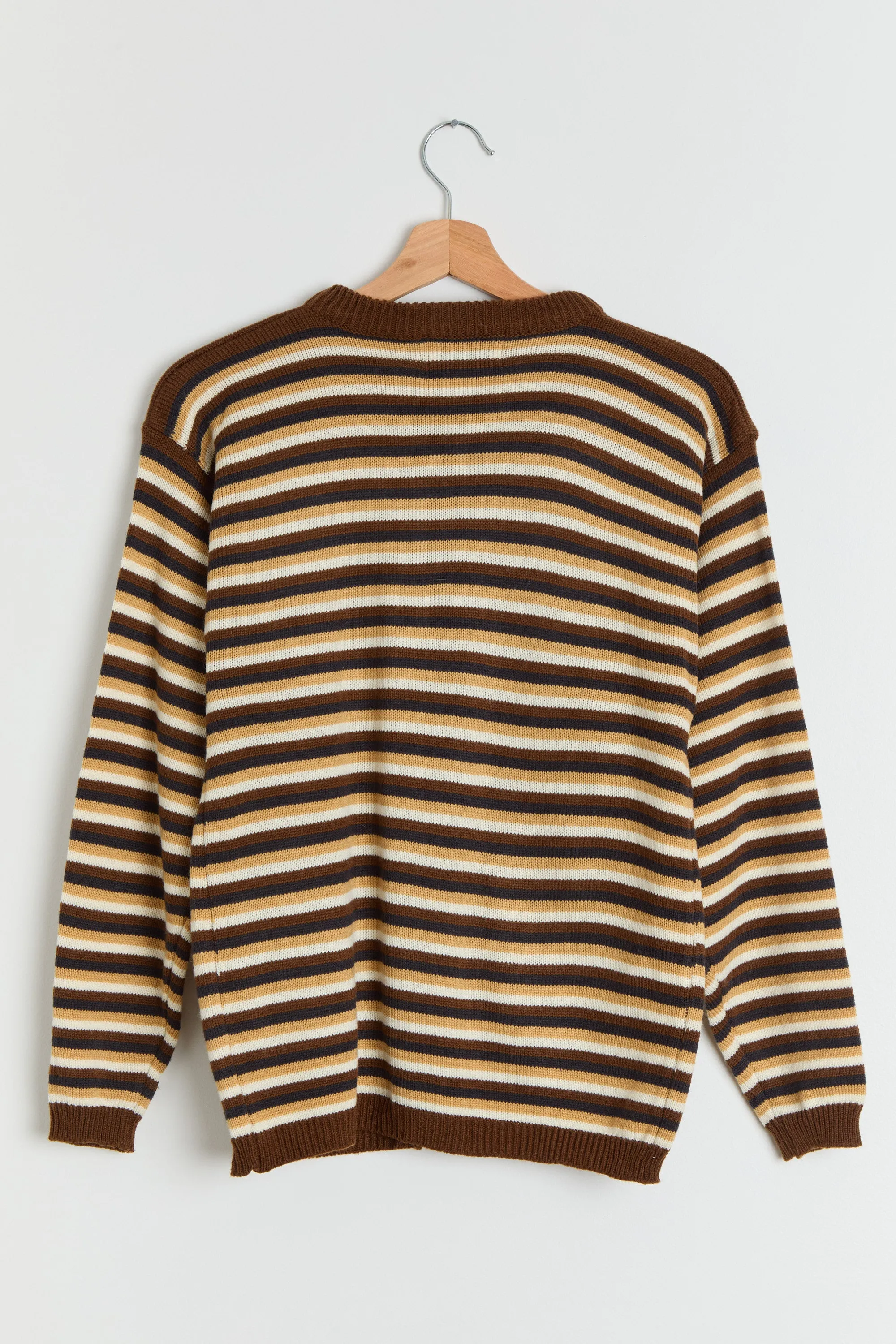 80s Brown Striped Cardigan S