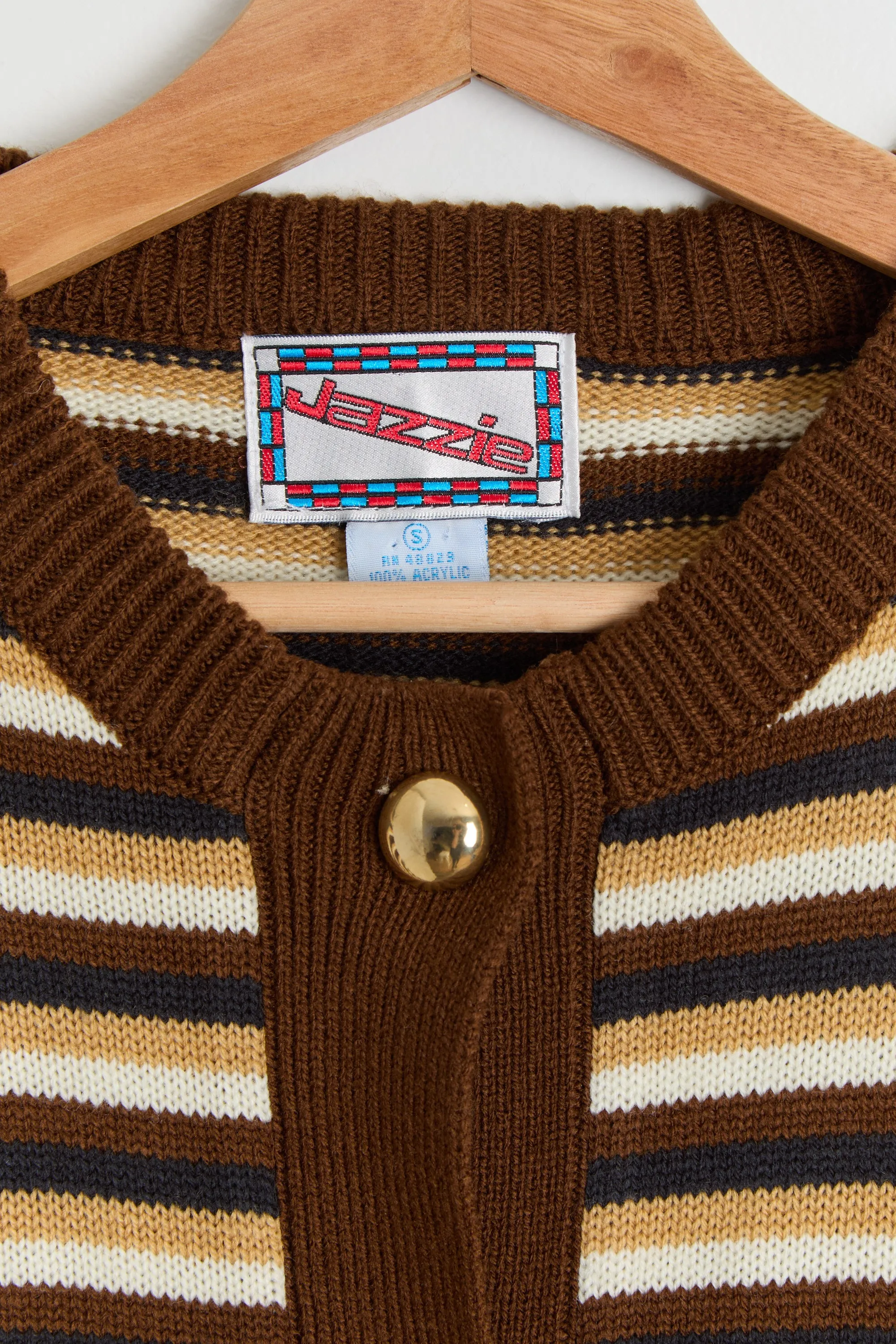 80s Brown Striped Cardigan S