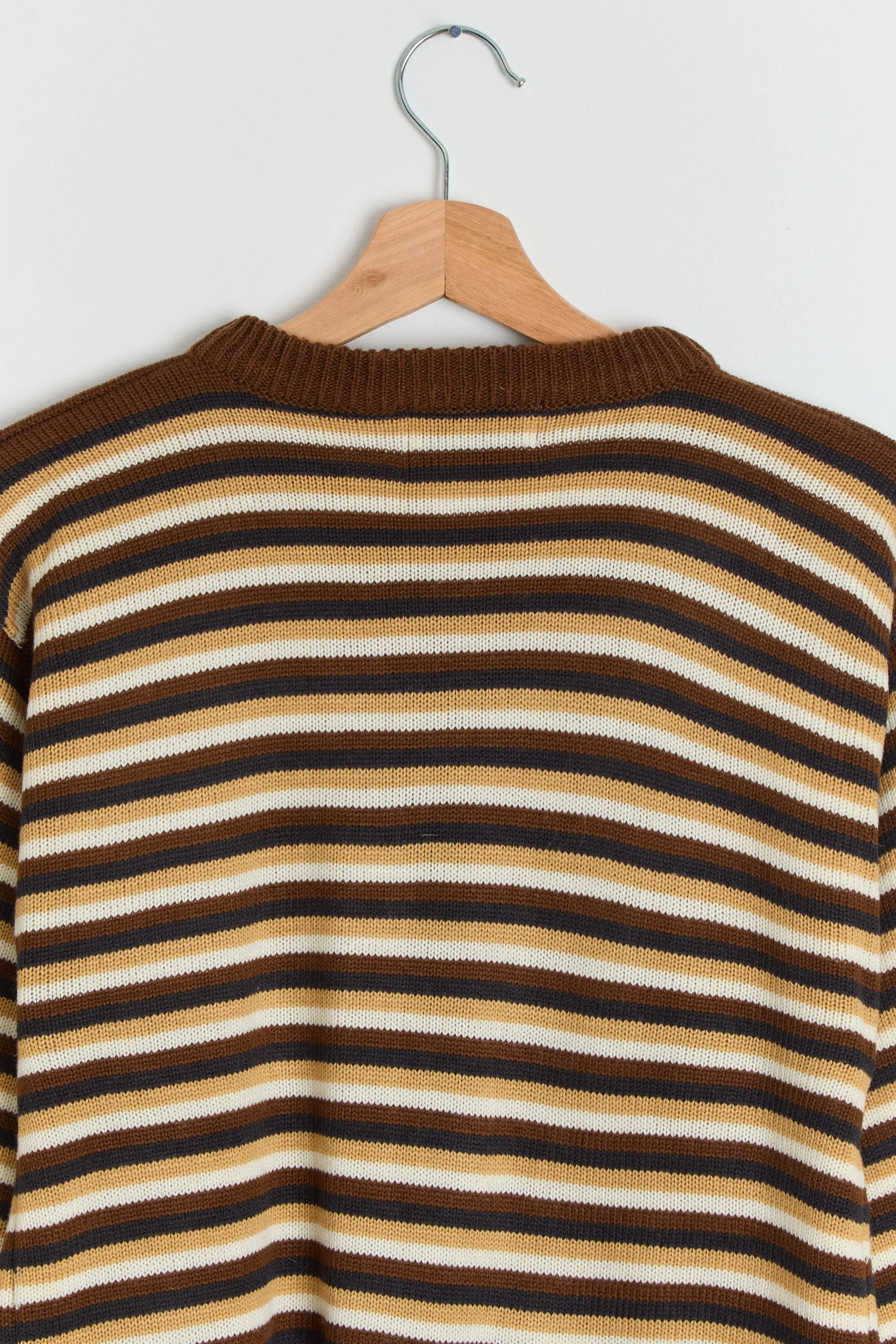 80s Brown Striped Cardigan S