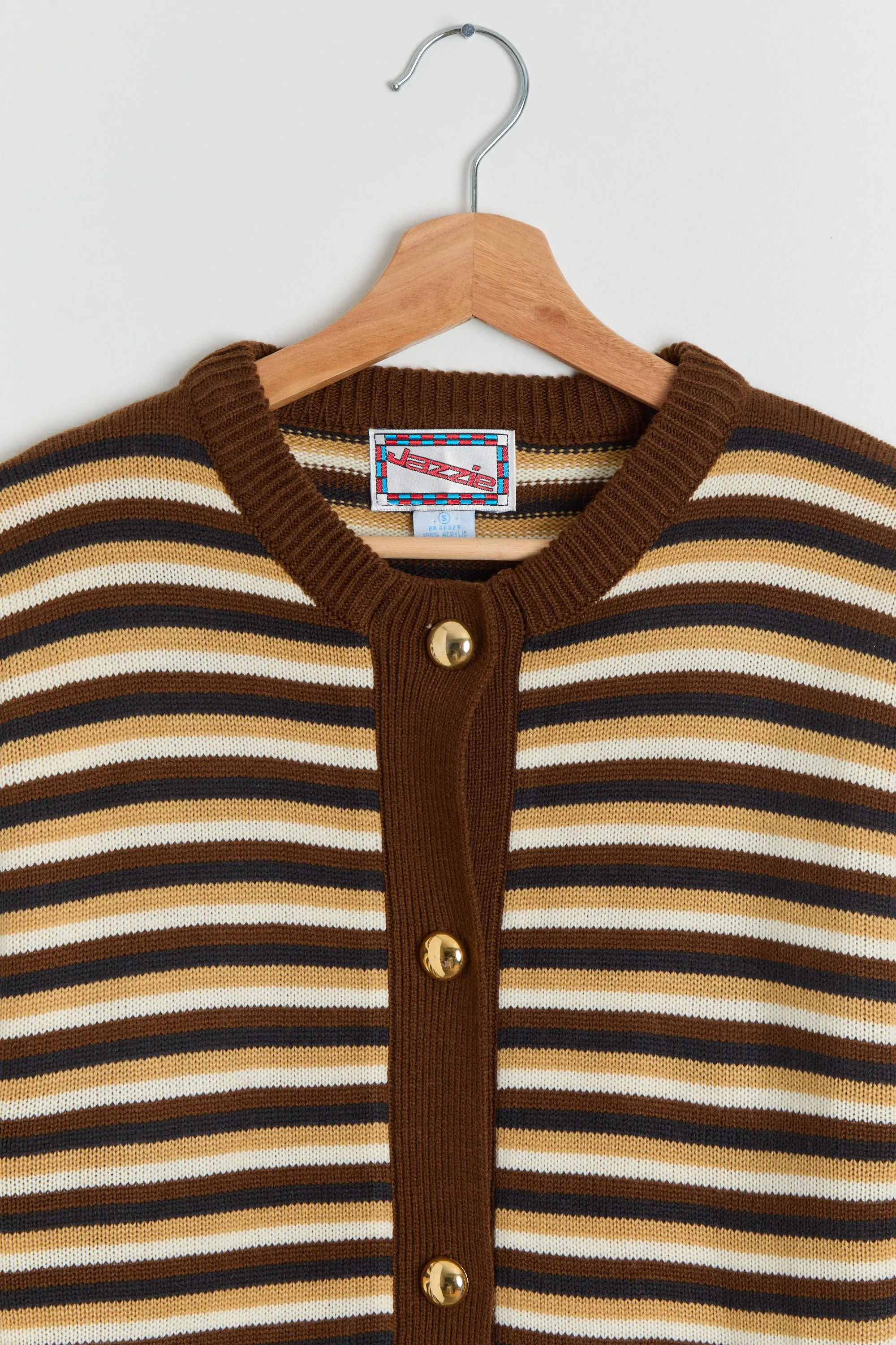 80s Brown Striped Cardigan S