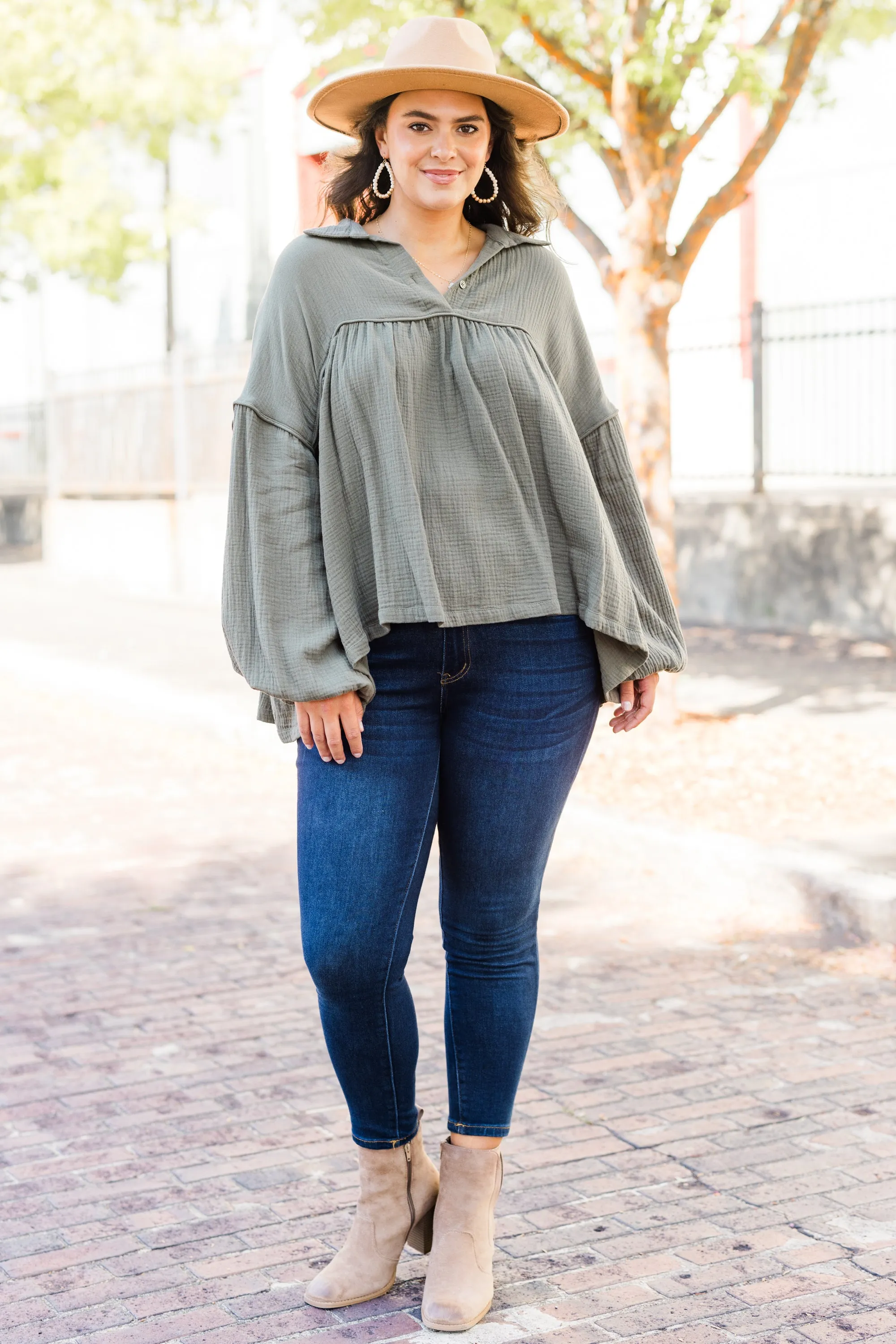 Actions Speak Louder Top, Olive Green