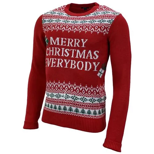 Adults 3XL Red Christmas Sweater – Unisex Festive Crew Neck with Ribbed Cuffs, Hem & Long Sleeves