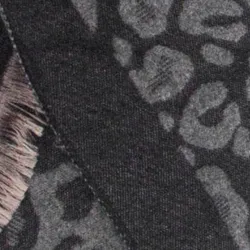 Aga Heavyweight Scarf - Black/Grey, Leopard Border