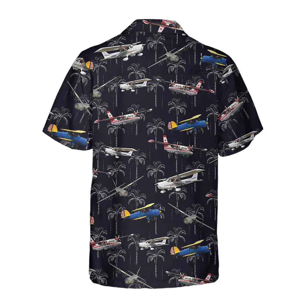 Aircraft On Coconut Forest Hawaiian Shirt, Tropical Aircraft Aviation Shirt For Men