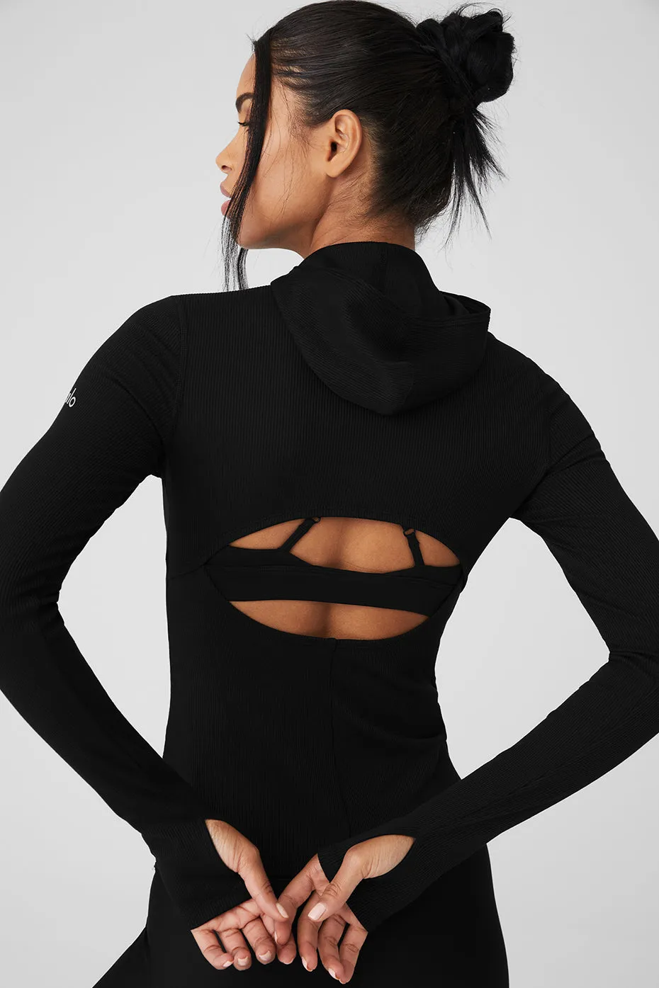 Alosoft Ribbed Frontrunner Long Sleeve - Black