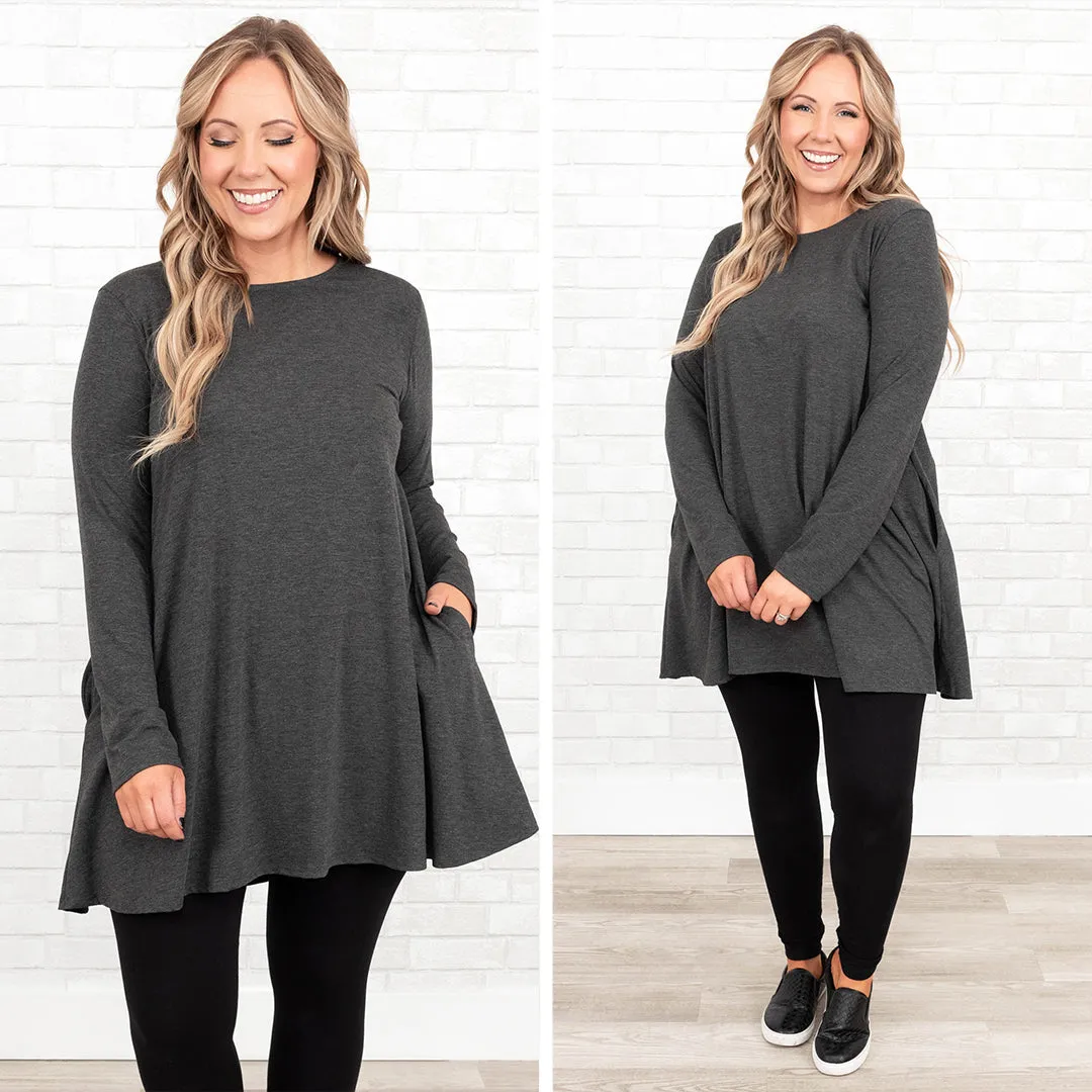 As Long As You're Here Tunic, Charcoal
