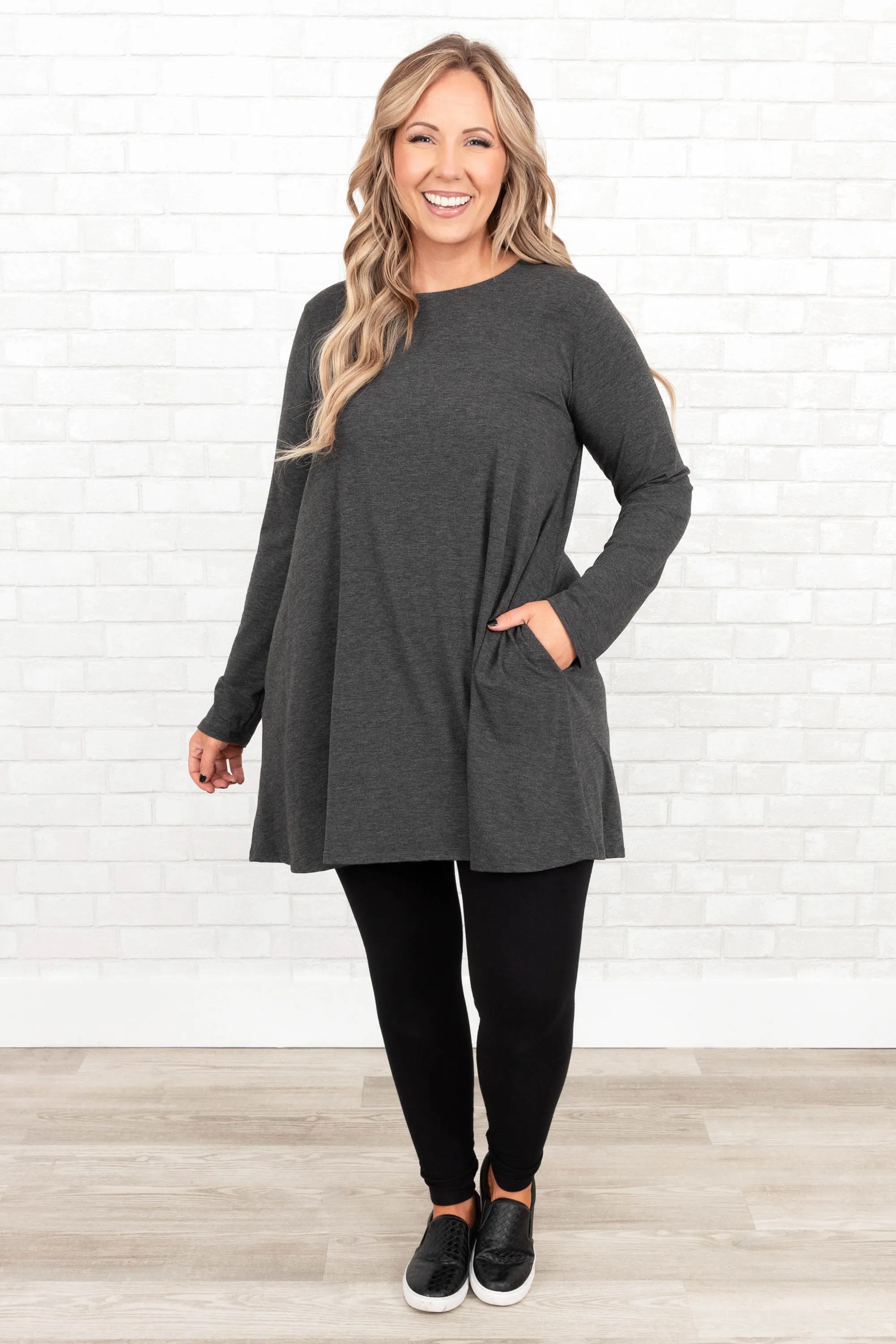 As Long As You're Here Tunic, Charcoal