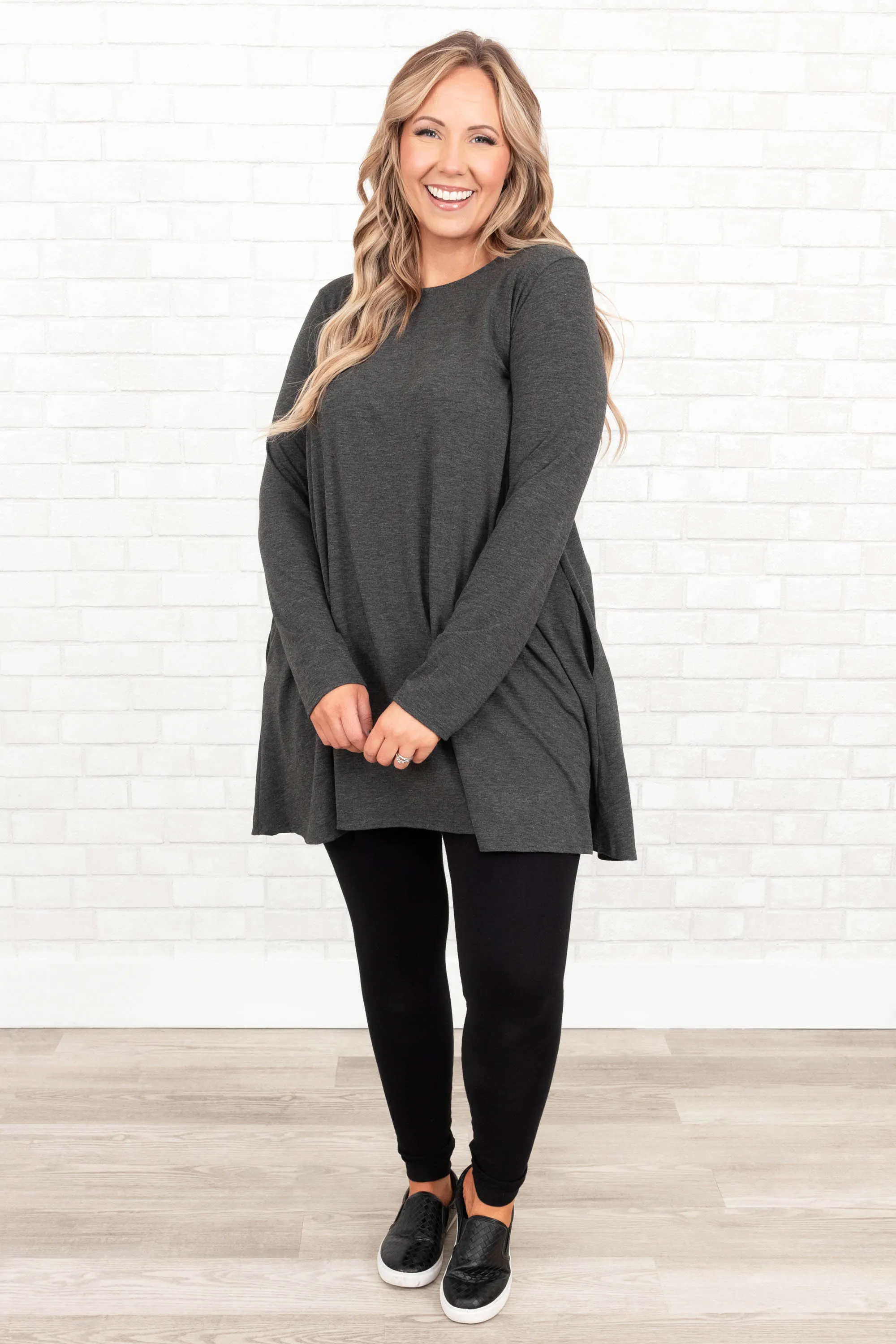 As Long As You're Here Tunic, Charcoal