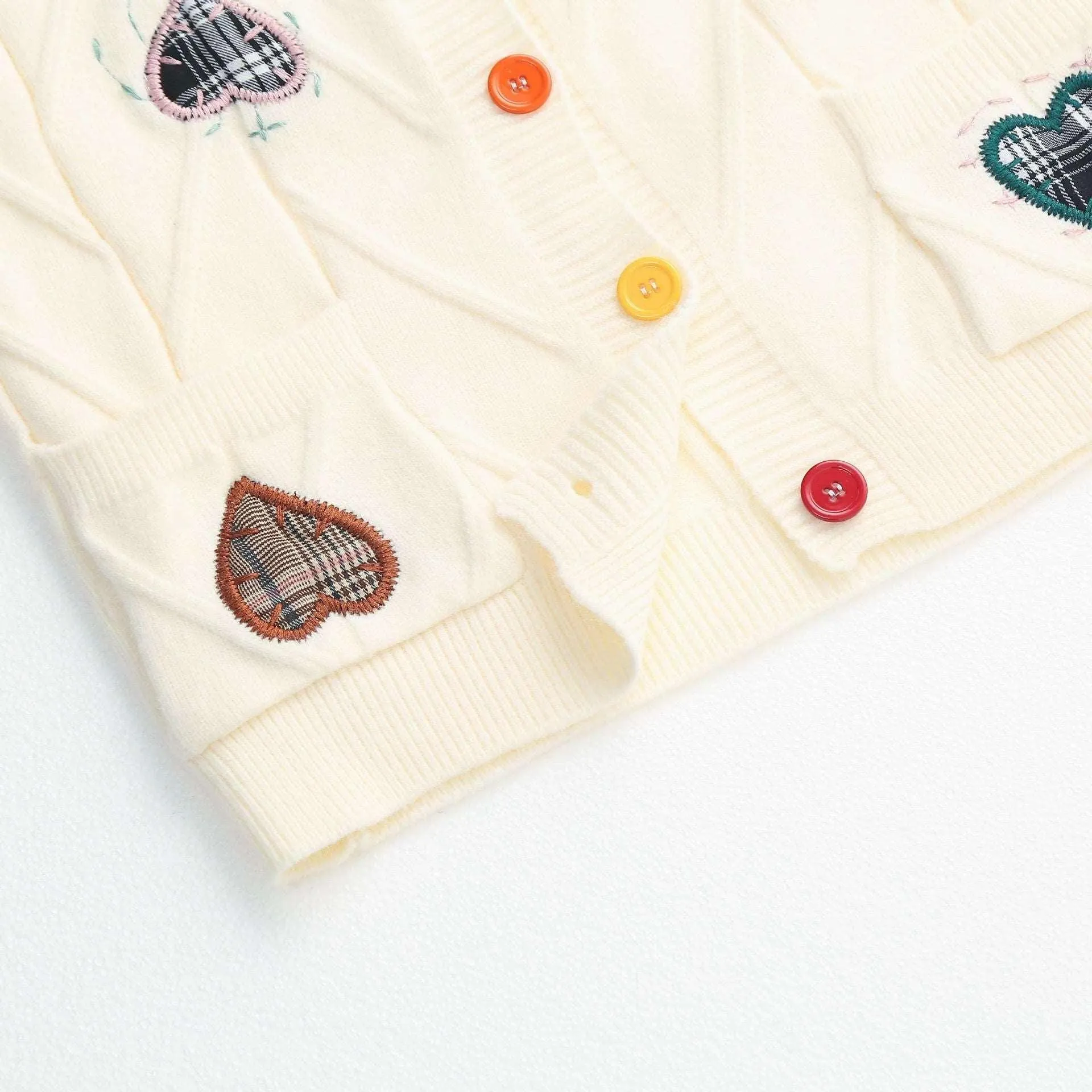 Autumn and Winter Loose Love Embroidery Knit Cardigan