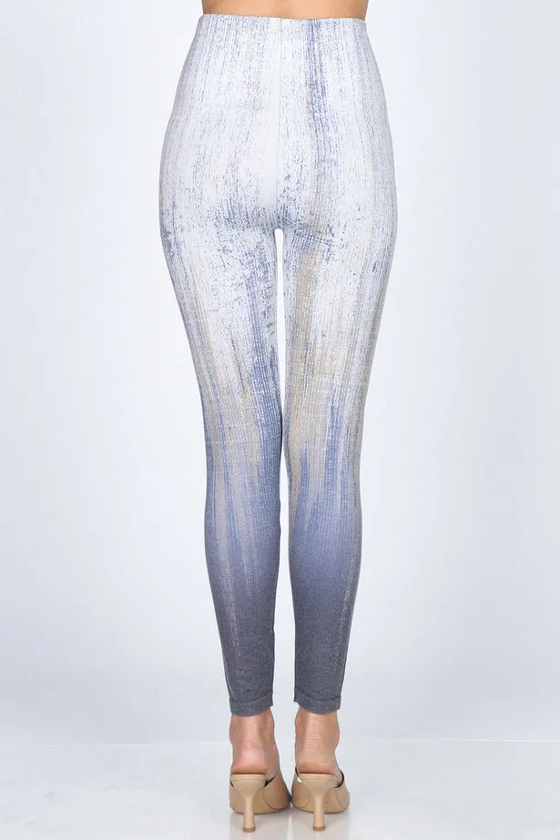 B4292EA High Waist Full Length Legging Distressed Streaks - Denim