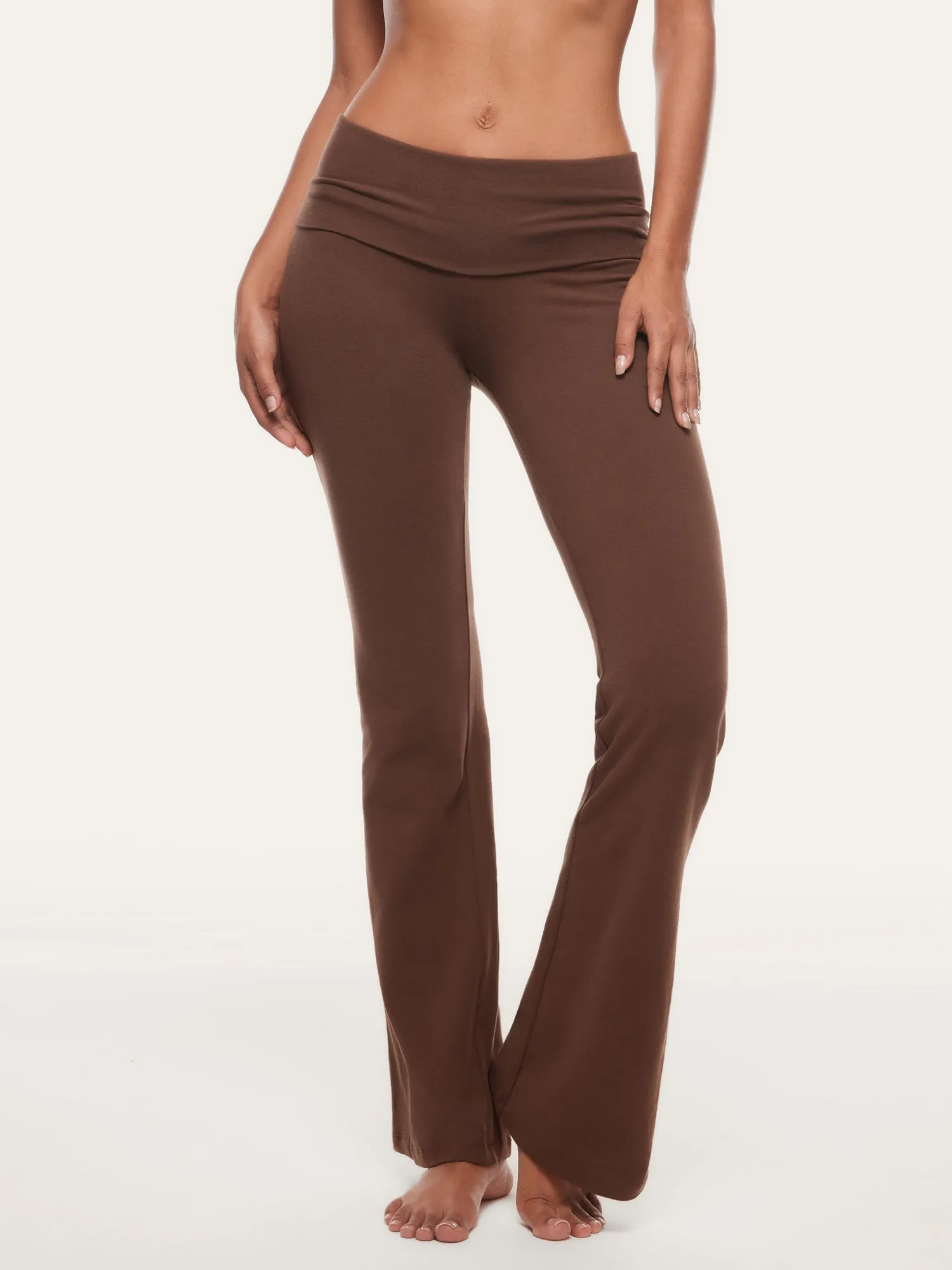 Basic Cotton Fold Over Flared Leggings