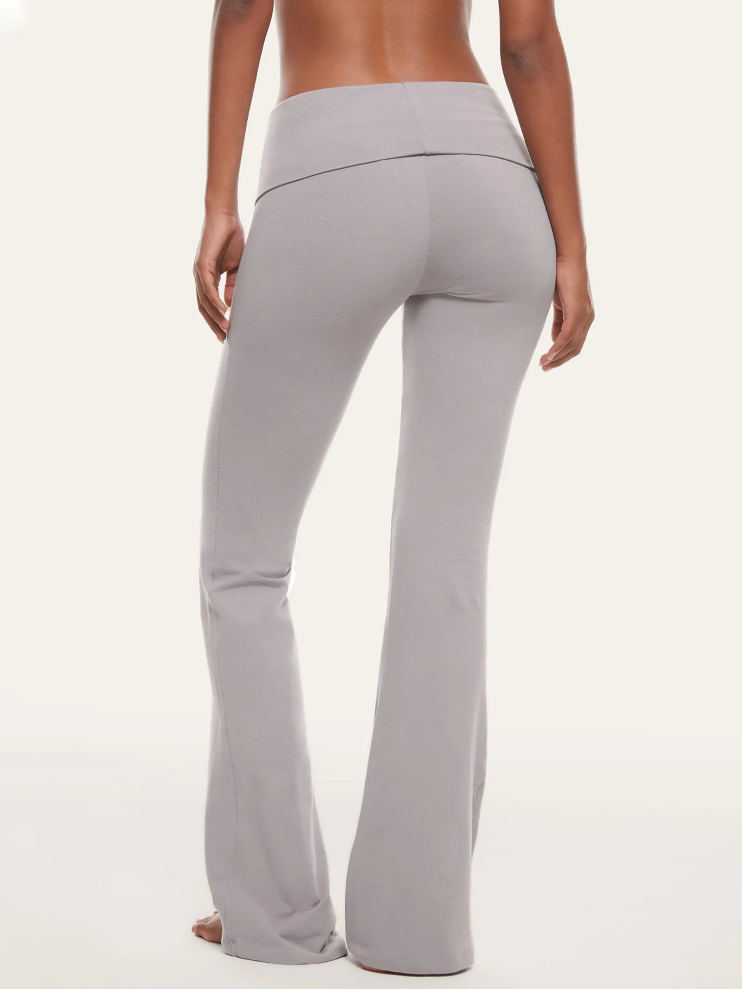 Basic Cotton Fold Over Flared Leggings