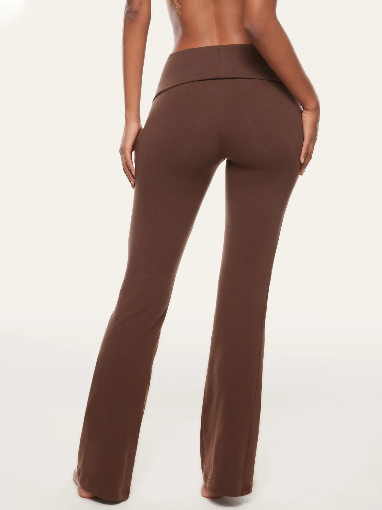 Basic Cotton Fold Over Flared Leggings