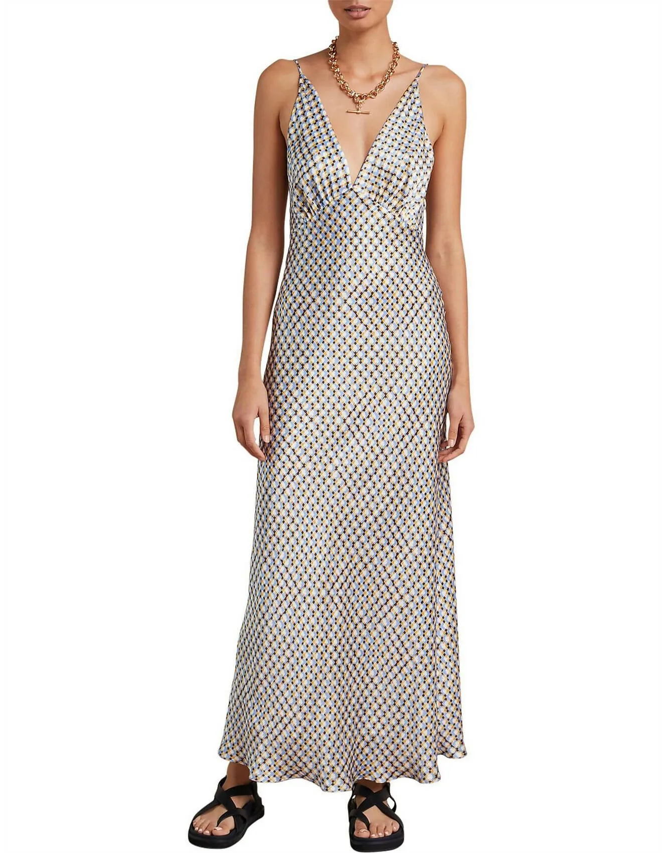 Bec & Bridge Frankie V-Neck Silk Maxi Dress