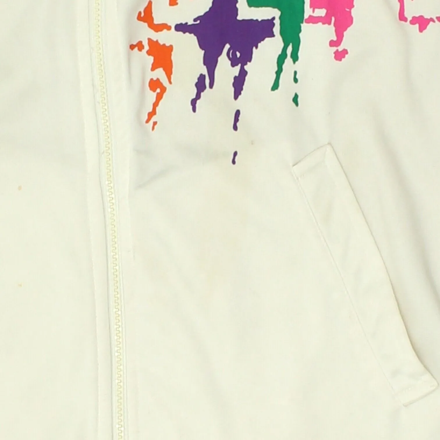 Belfe Paint Splatter Mens White Track Jacket | Vintage Designer Sportswear VTG
