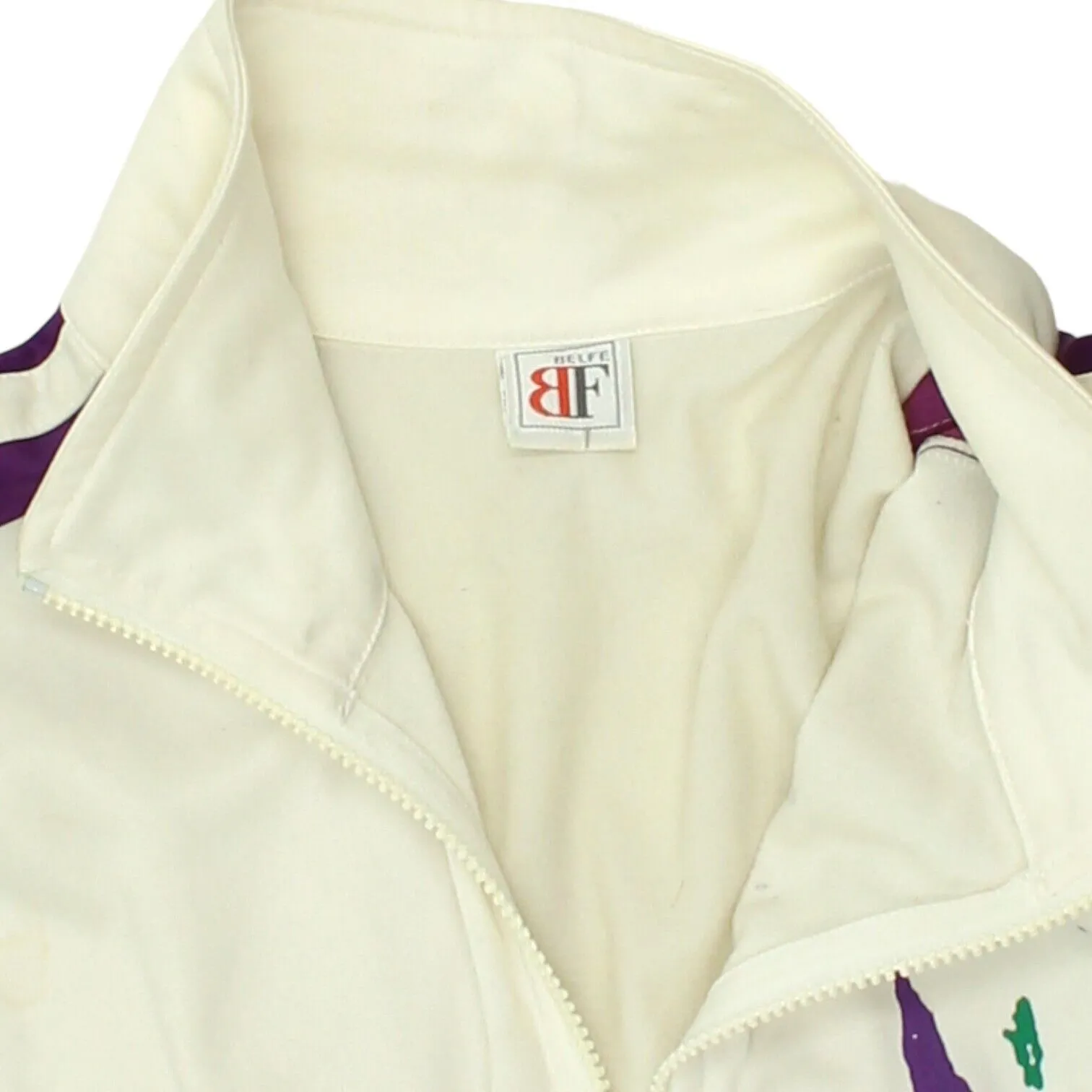 Belfe Paint Splatter Mens White Track Jacket | Vintage Designer Sportswear VTG