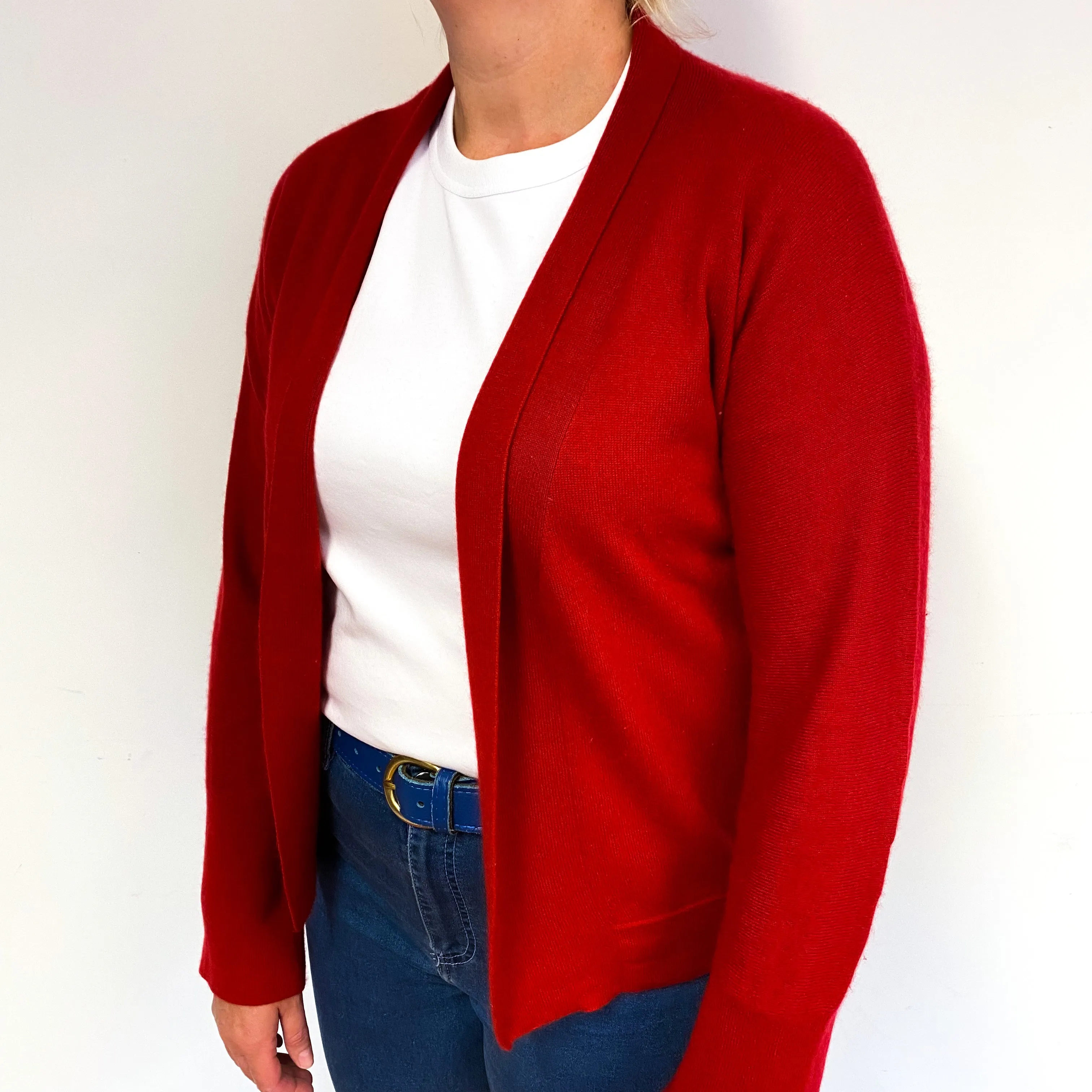Berry Red Cashmere Edge to Edge Cardigan Large