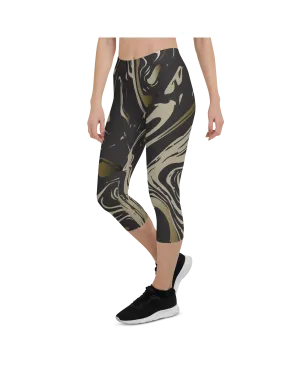 Black and Gold Marble Capris