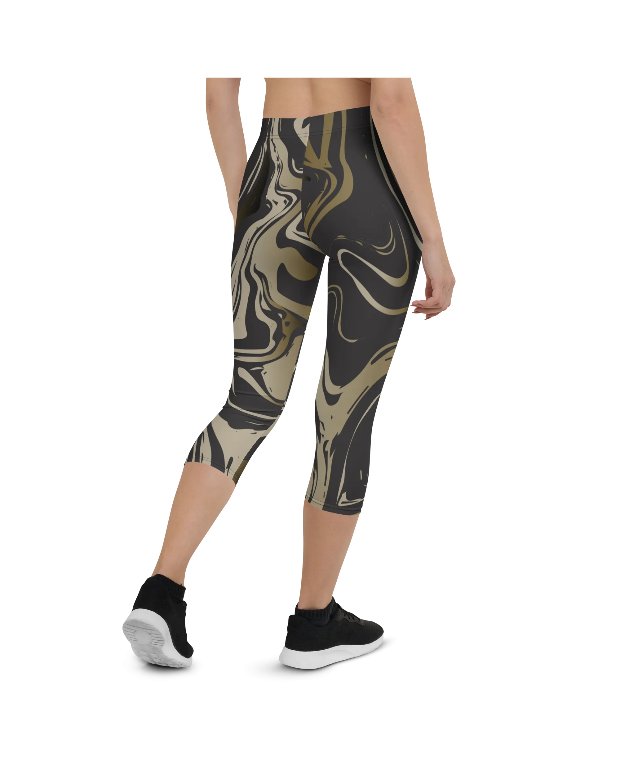 Black and Gold Marble Capris