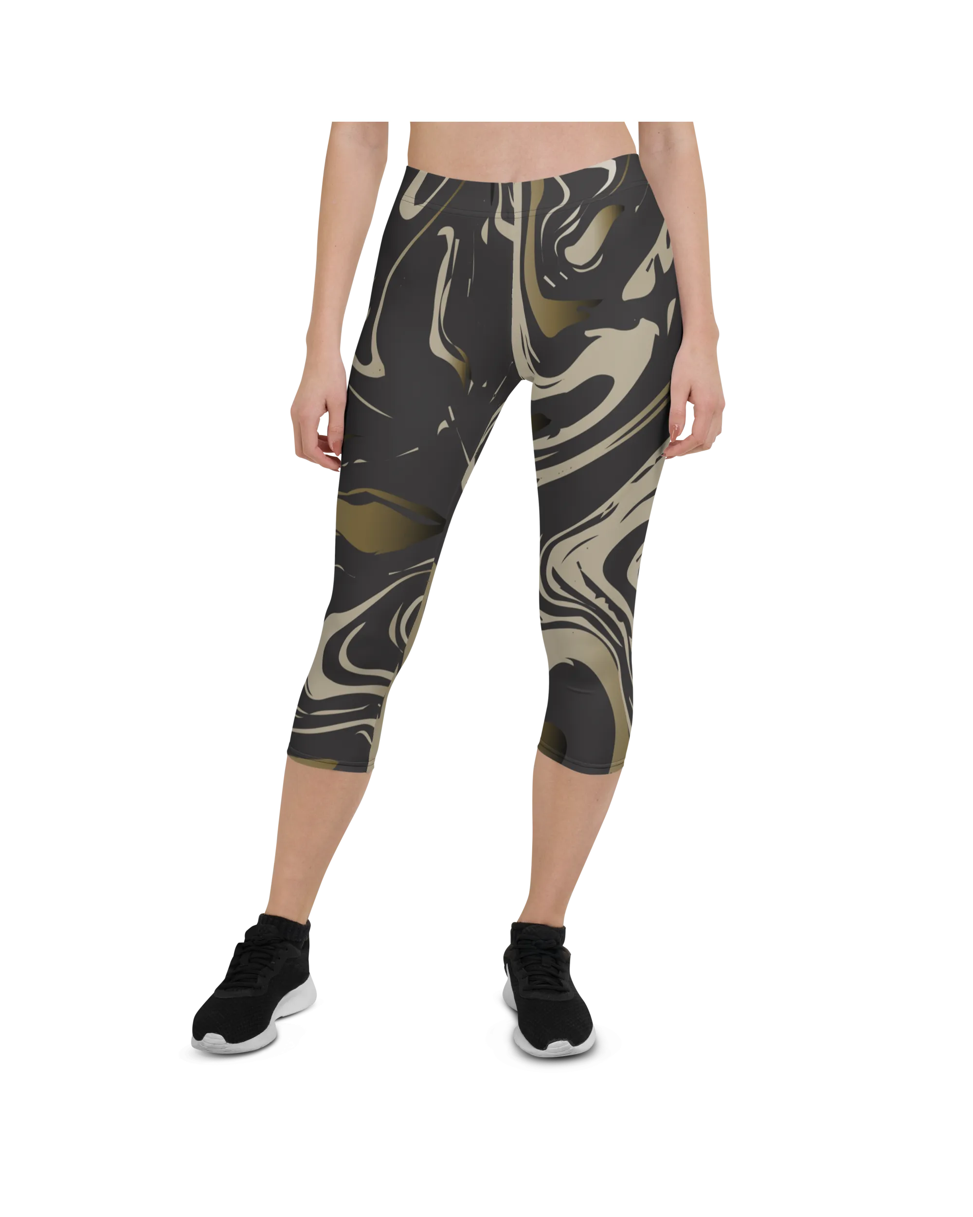 Black and Gold Marble Capris