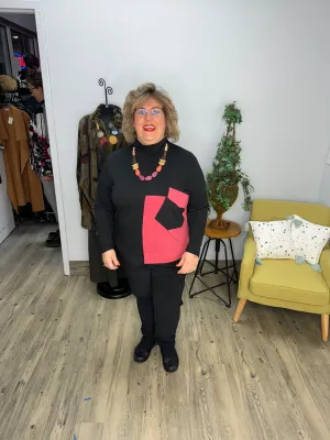 Black and Red Turtle Neck Top