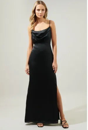 Black-Charisma Cowl neck maxi dress