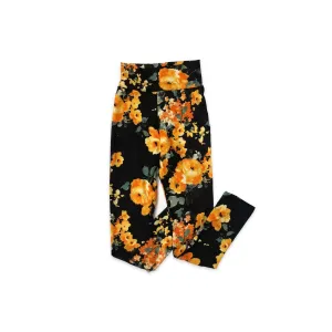 Black Floral Leggings For Girls