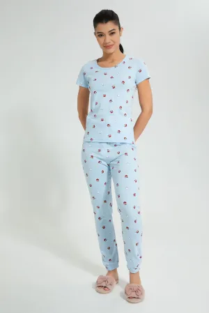 Blue Heart Pyjama Set (2 Piece)