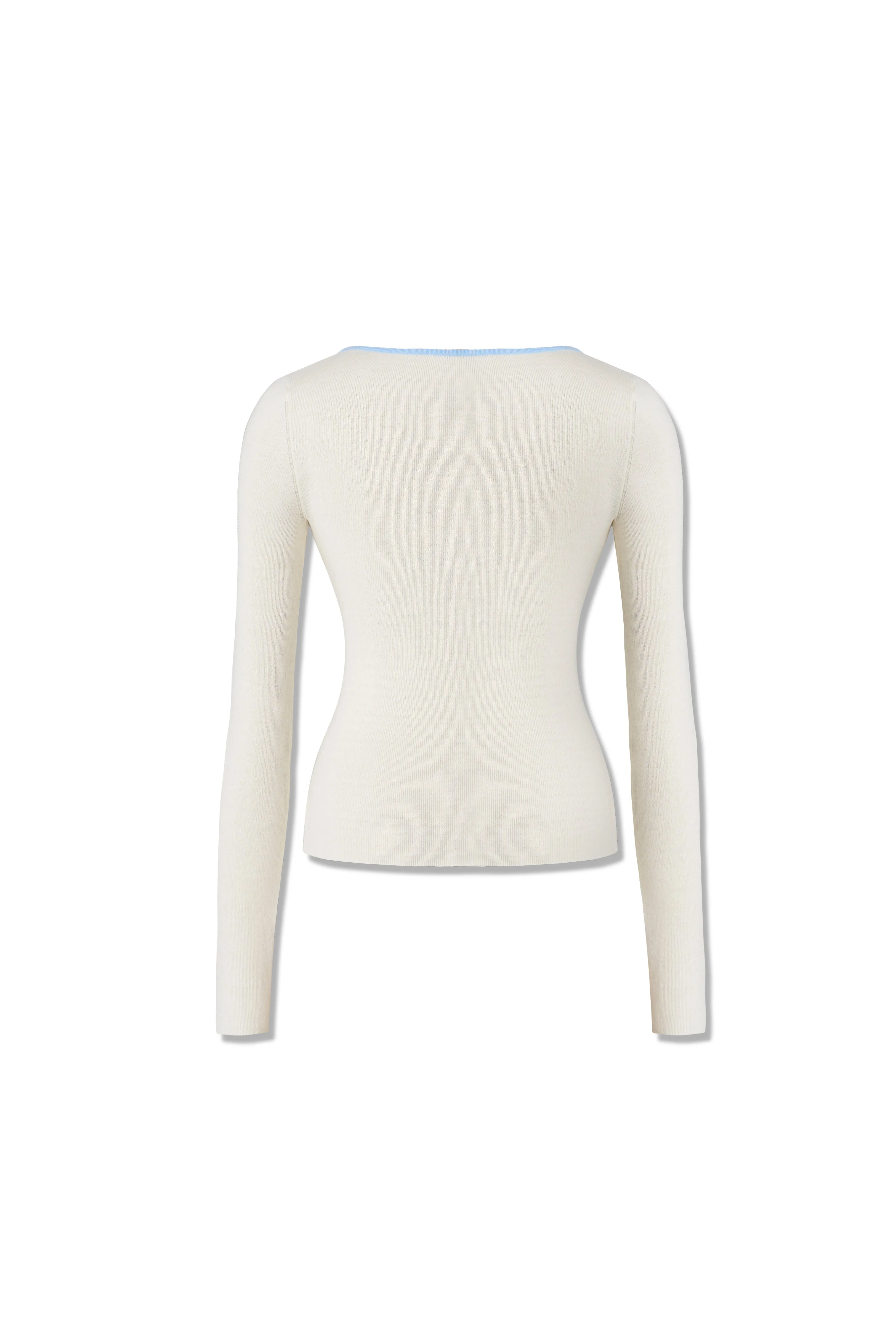 Blue Mermaid Straight Shoulder V-Neck Knitshirt