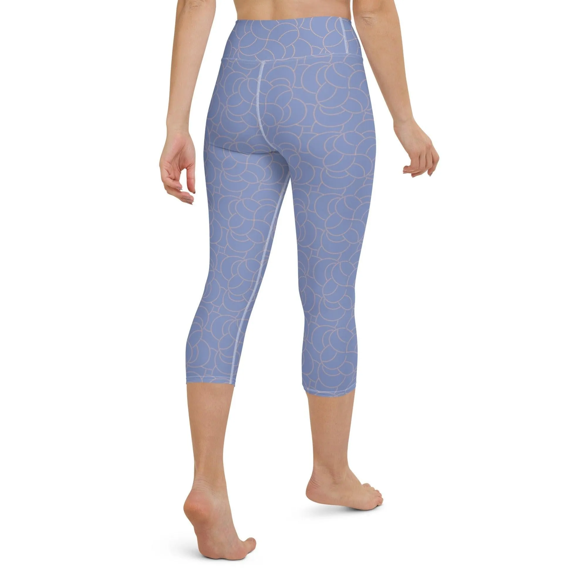 Blue Patterned Women's Capri Yoga Pants