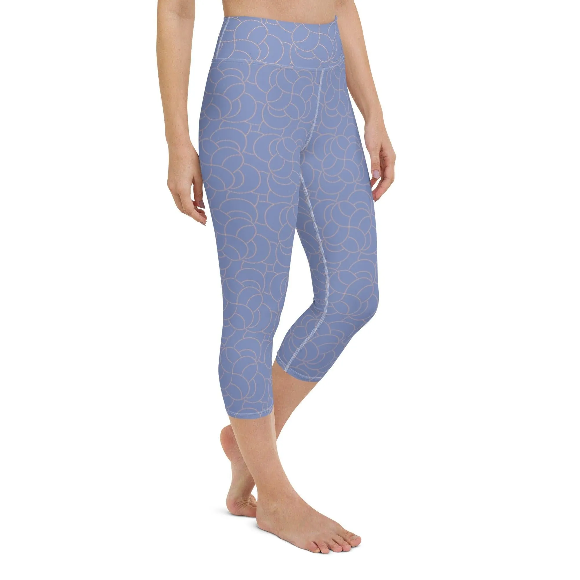 Blue Patterned Women's Capri Yoga Pants