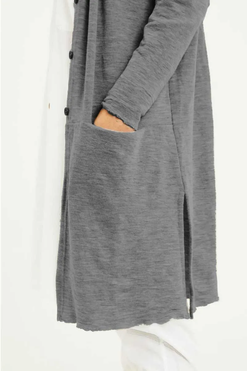 Blusbar Loose Hooded Cardigan Steel