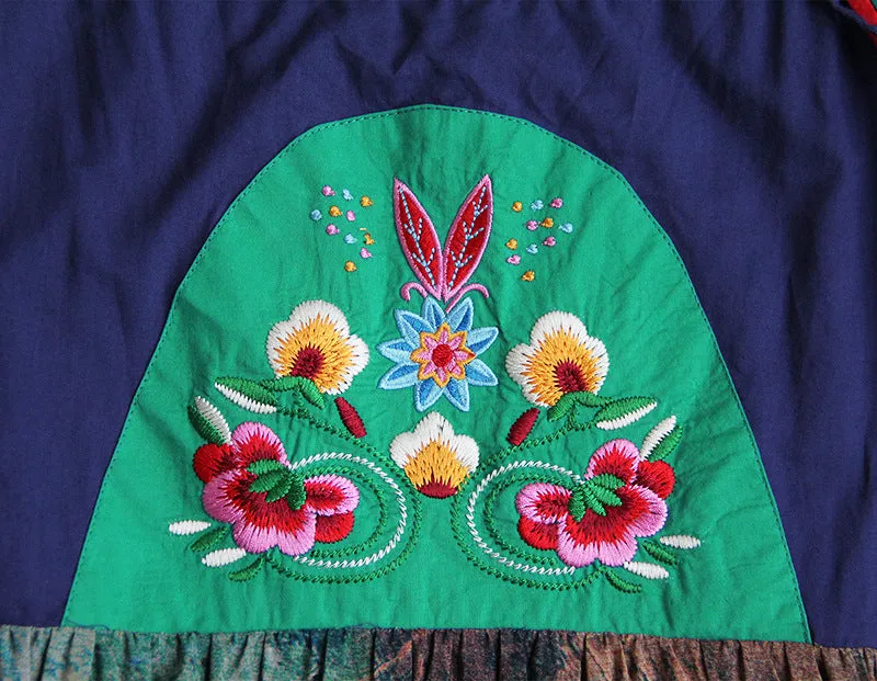 Bohemian Embroidered Sling Maxi Dress for Casual Beach Wear