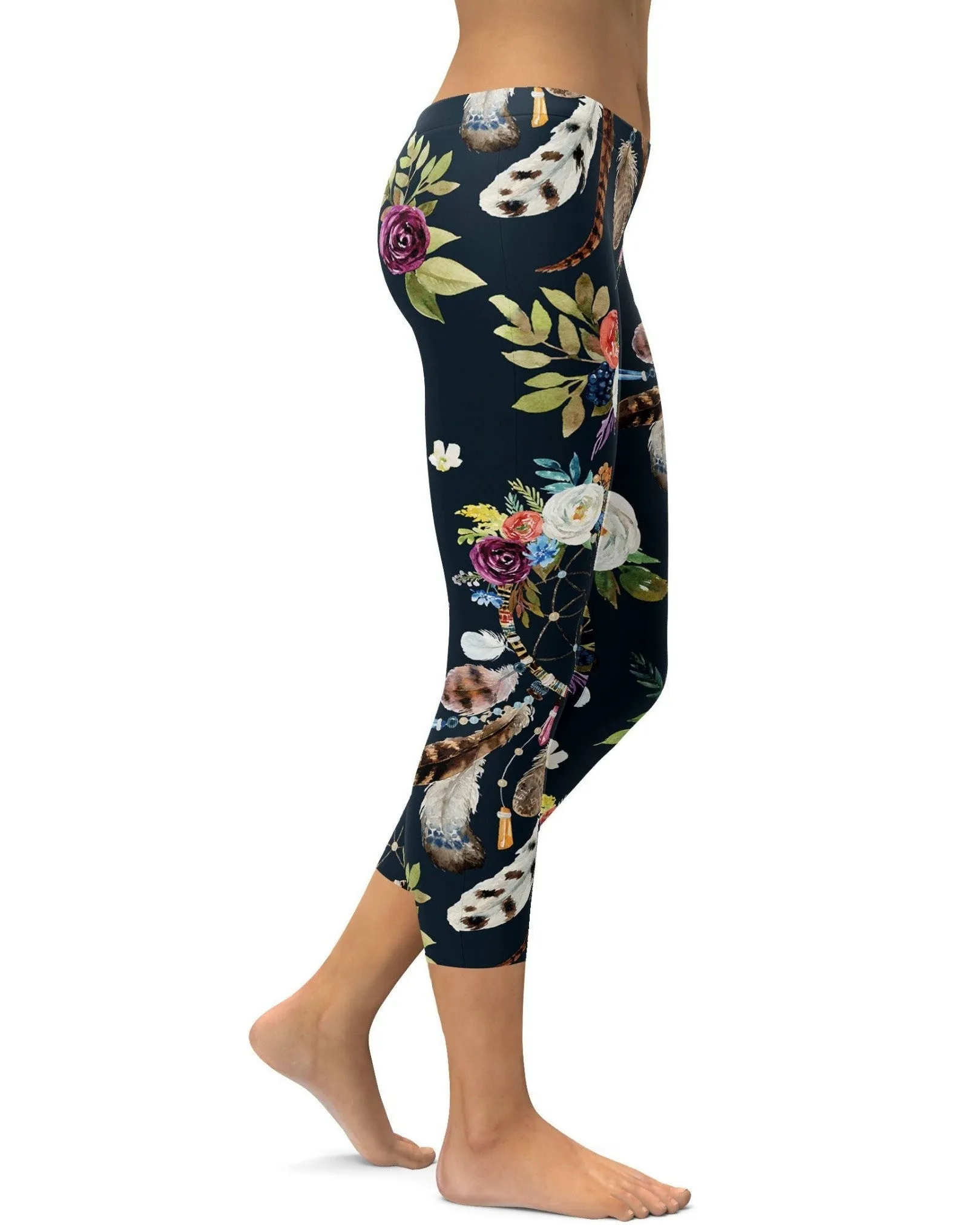 Boho Dreamcatcher and Flowers Capris