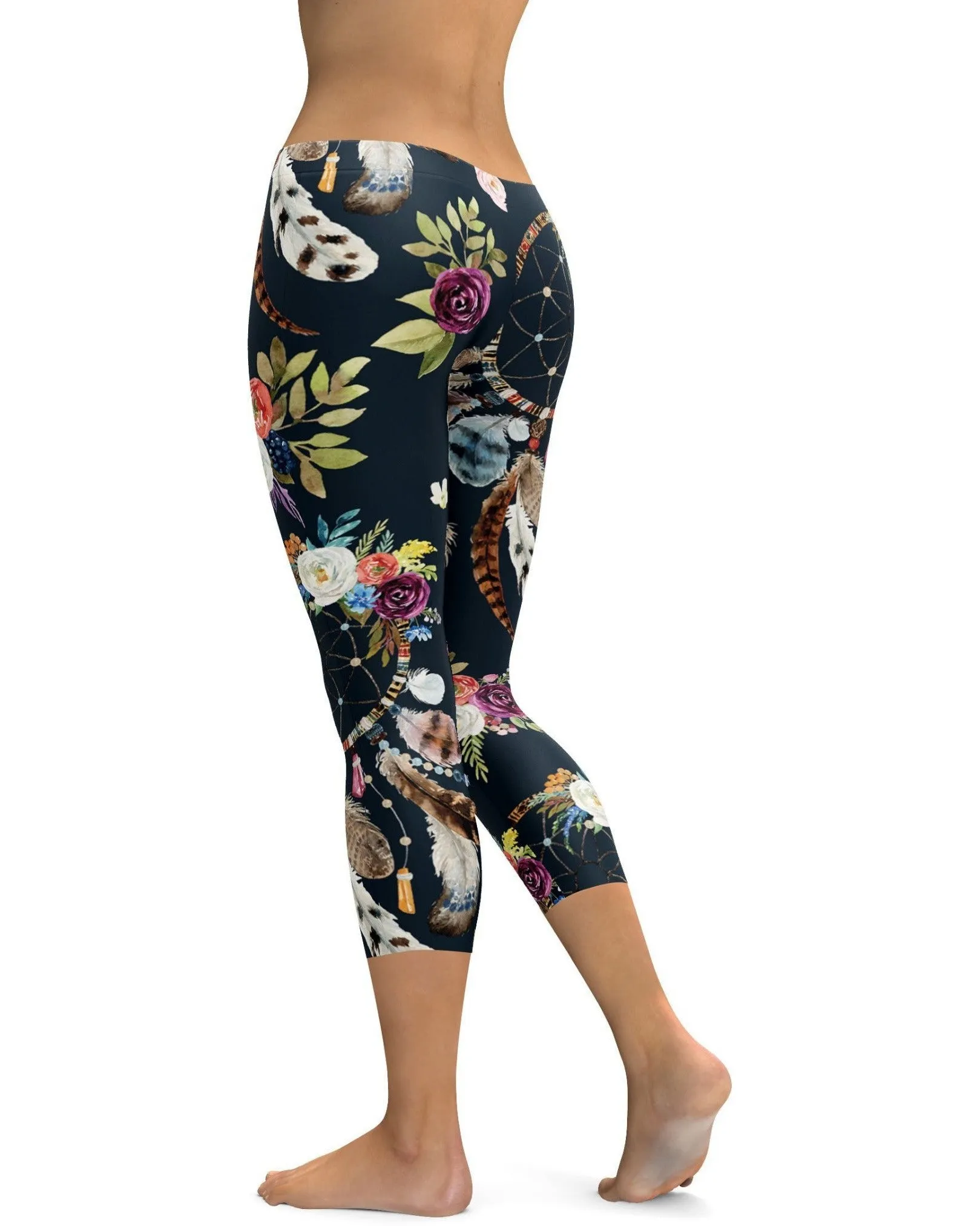 Boho Dreamcatcher and Flowers Capris