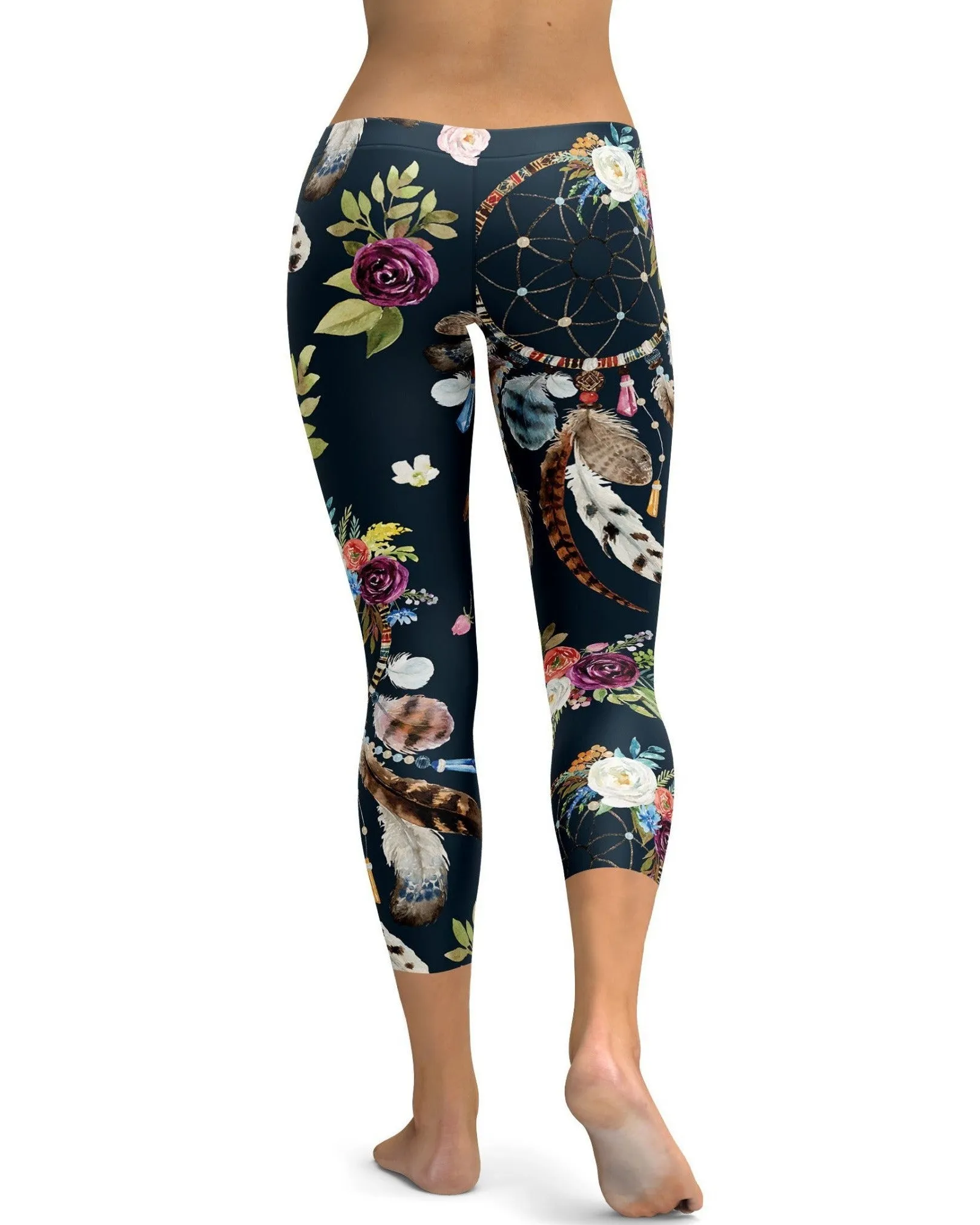 Boho Dreamcatcher and Flowers Capris