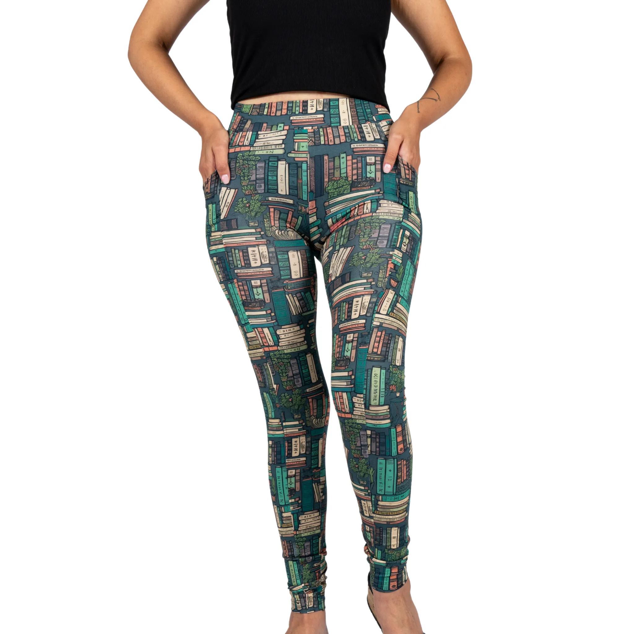 Botanical Library Adults Leggings with Pockets