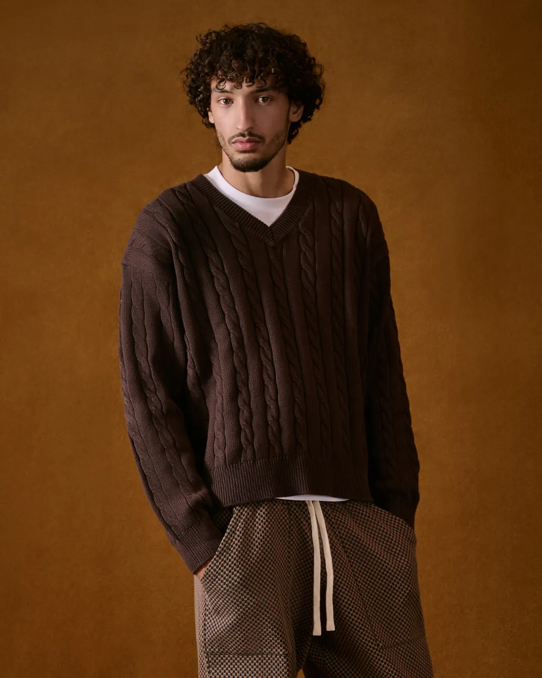Cable Knit V-neck