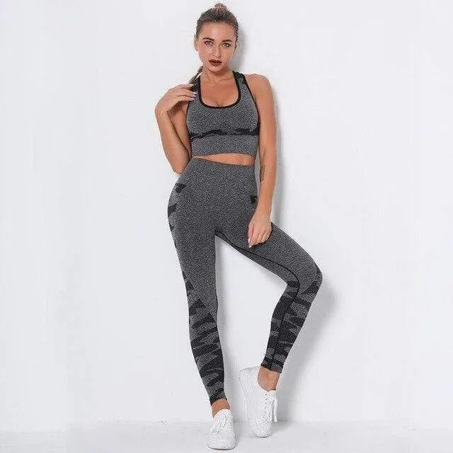Camo Seamless Fitness Leggings & Top Set