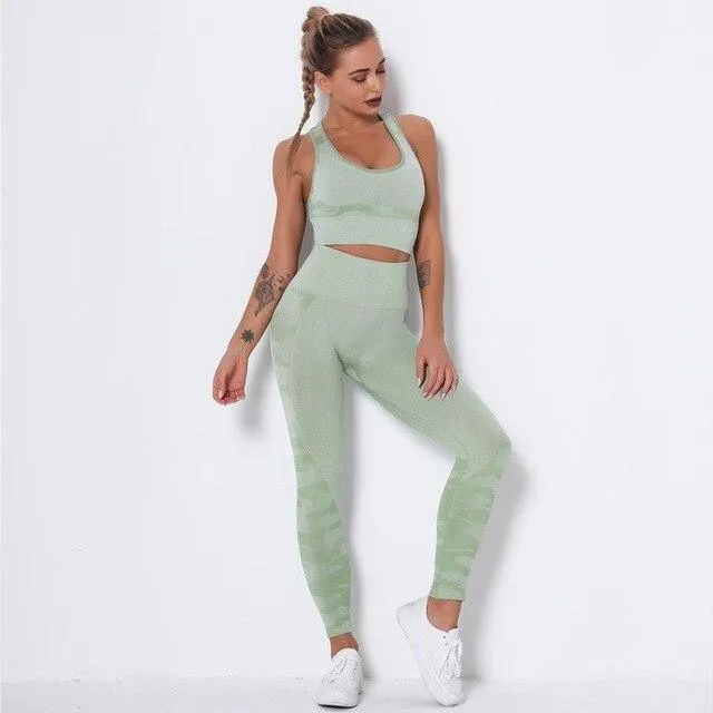 Camo Seamless Fitness Leggings & Top Set